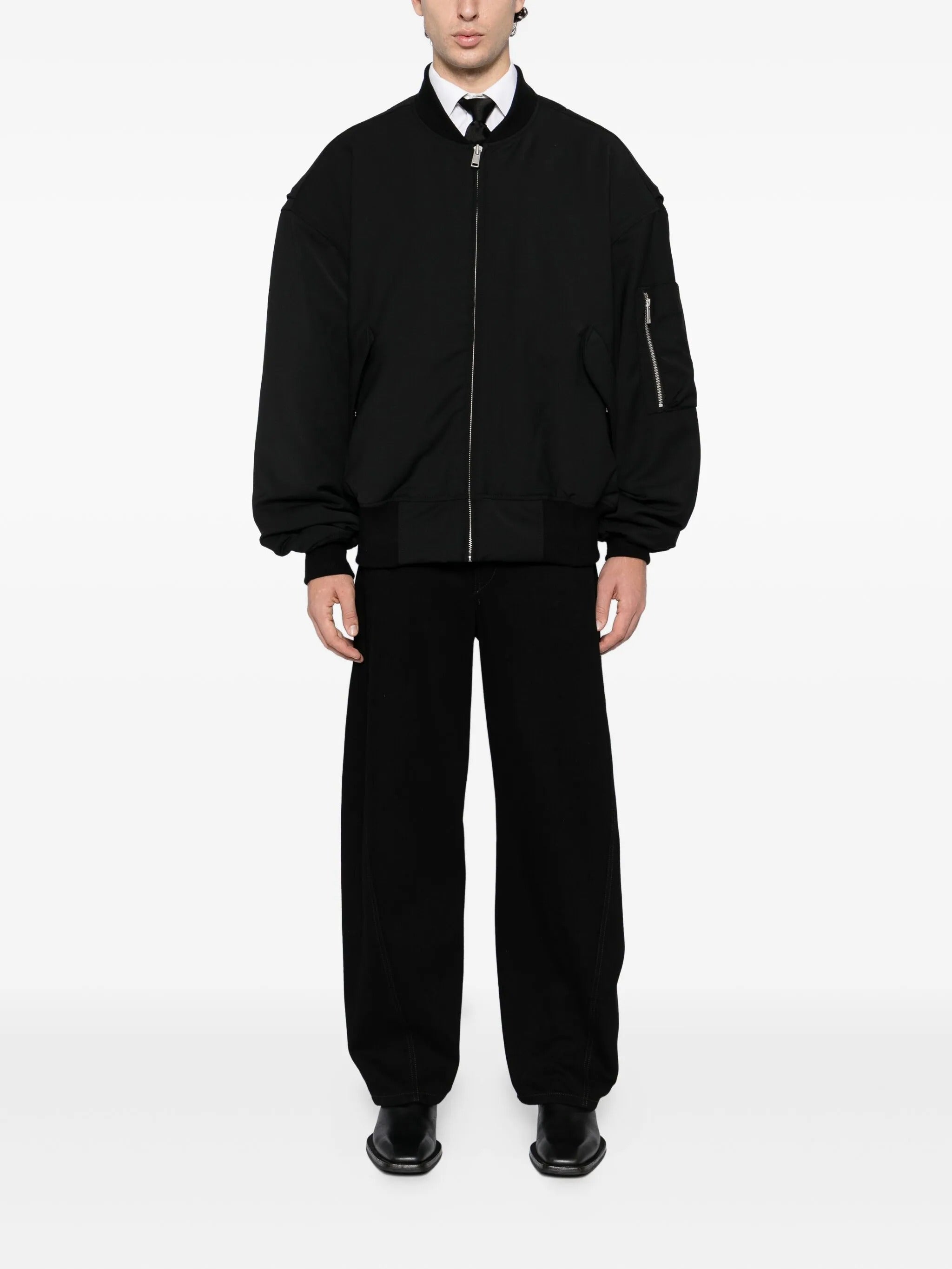 Broad bomber wool black wool
