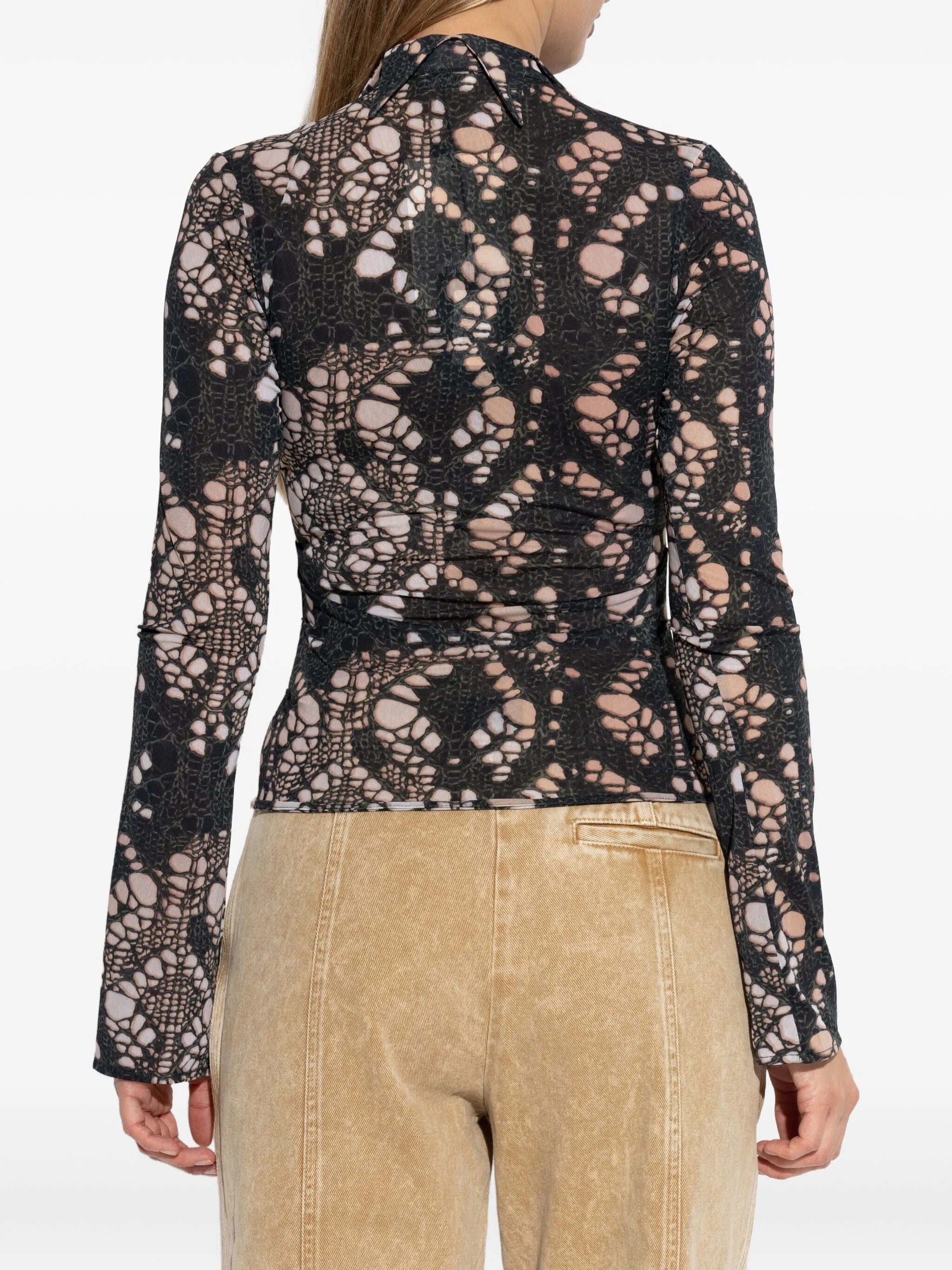 Spiky printed distressed knit