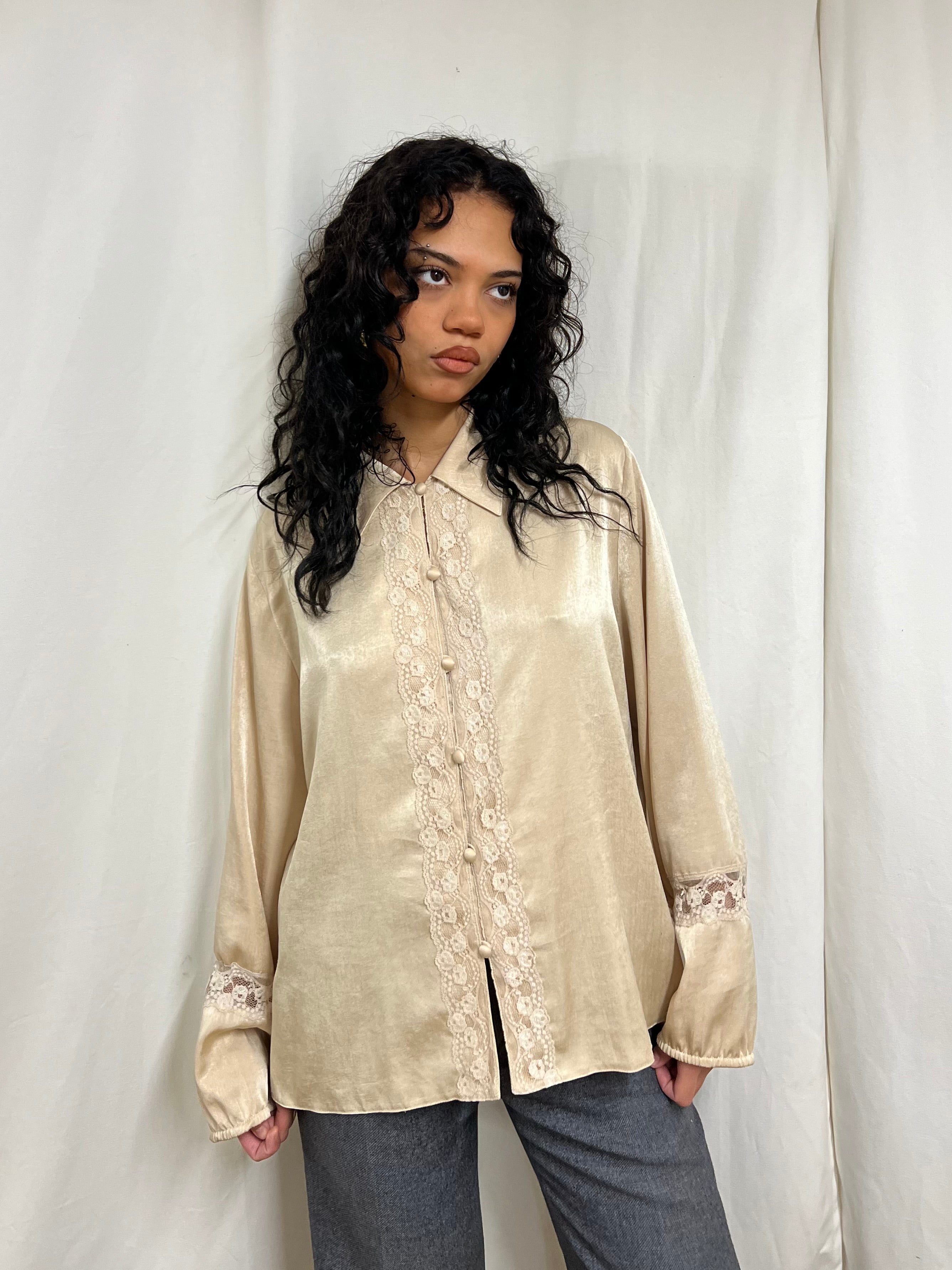 Satin lace shirt