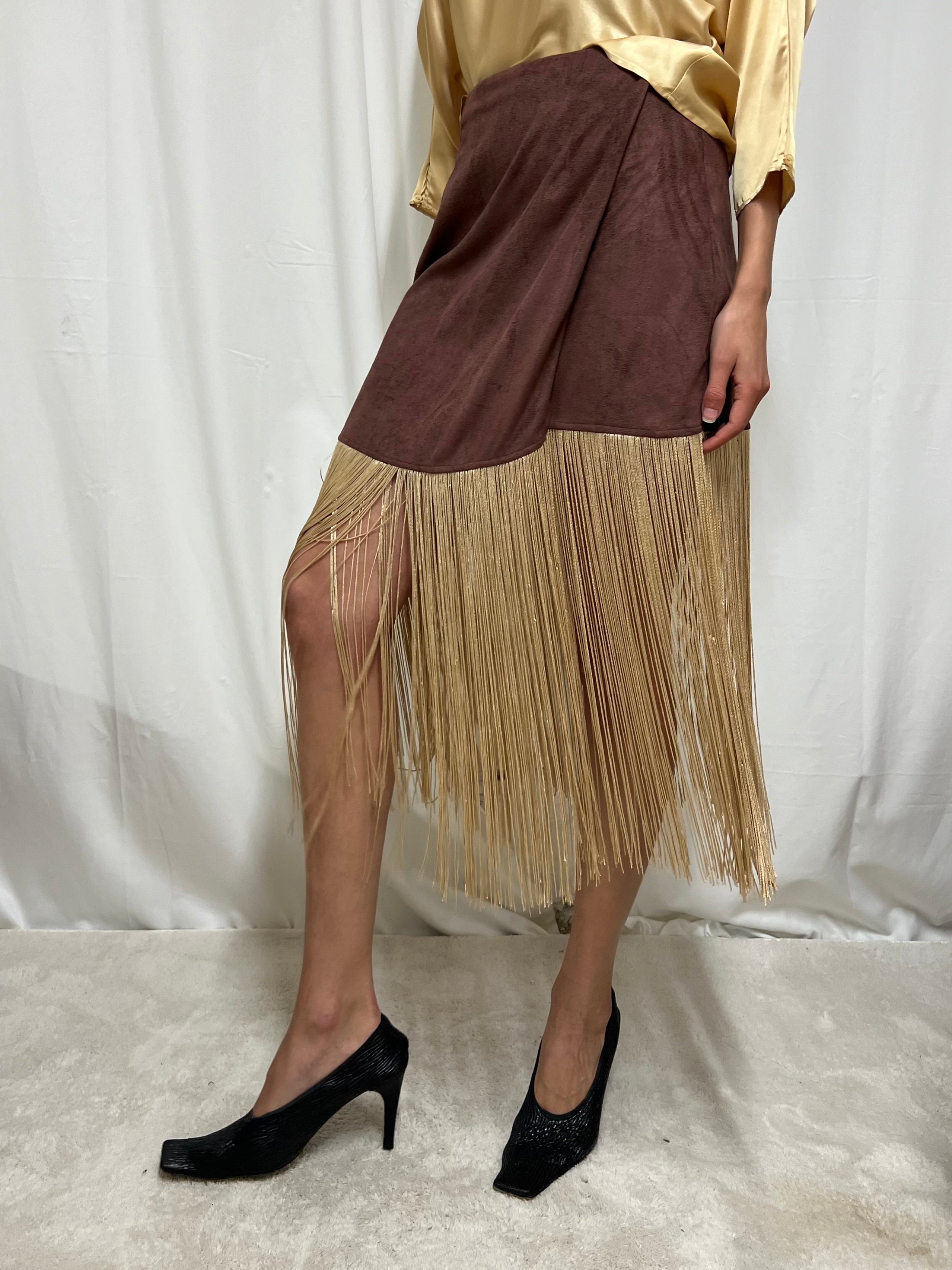 Alcantara fringes skirt