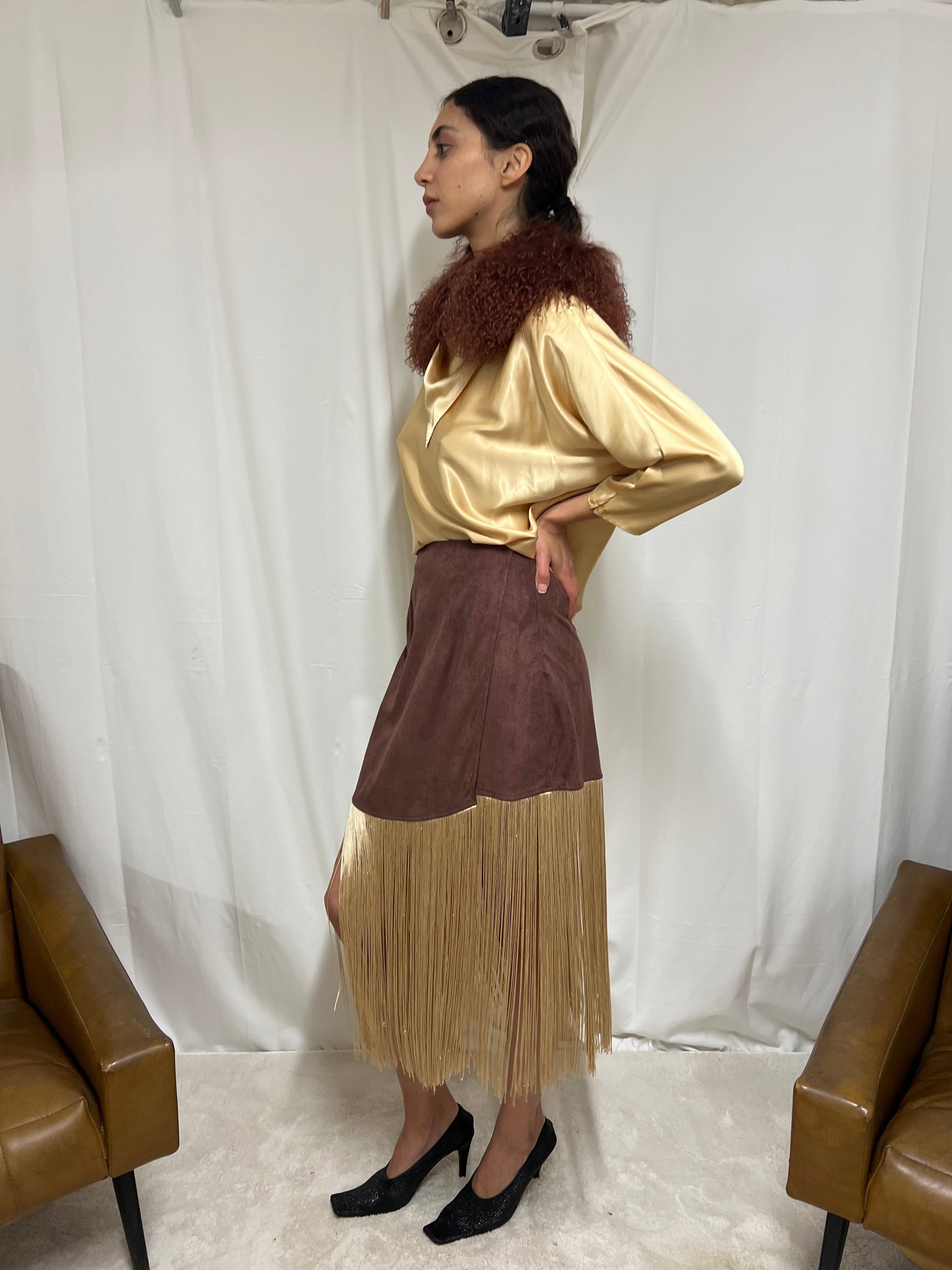 Alcantara fringes skirt