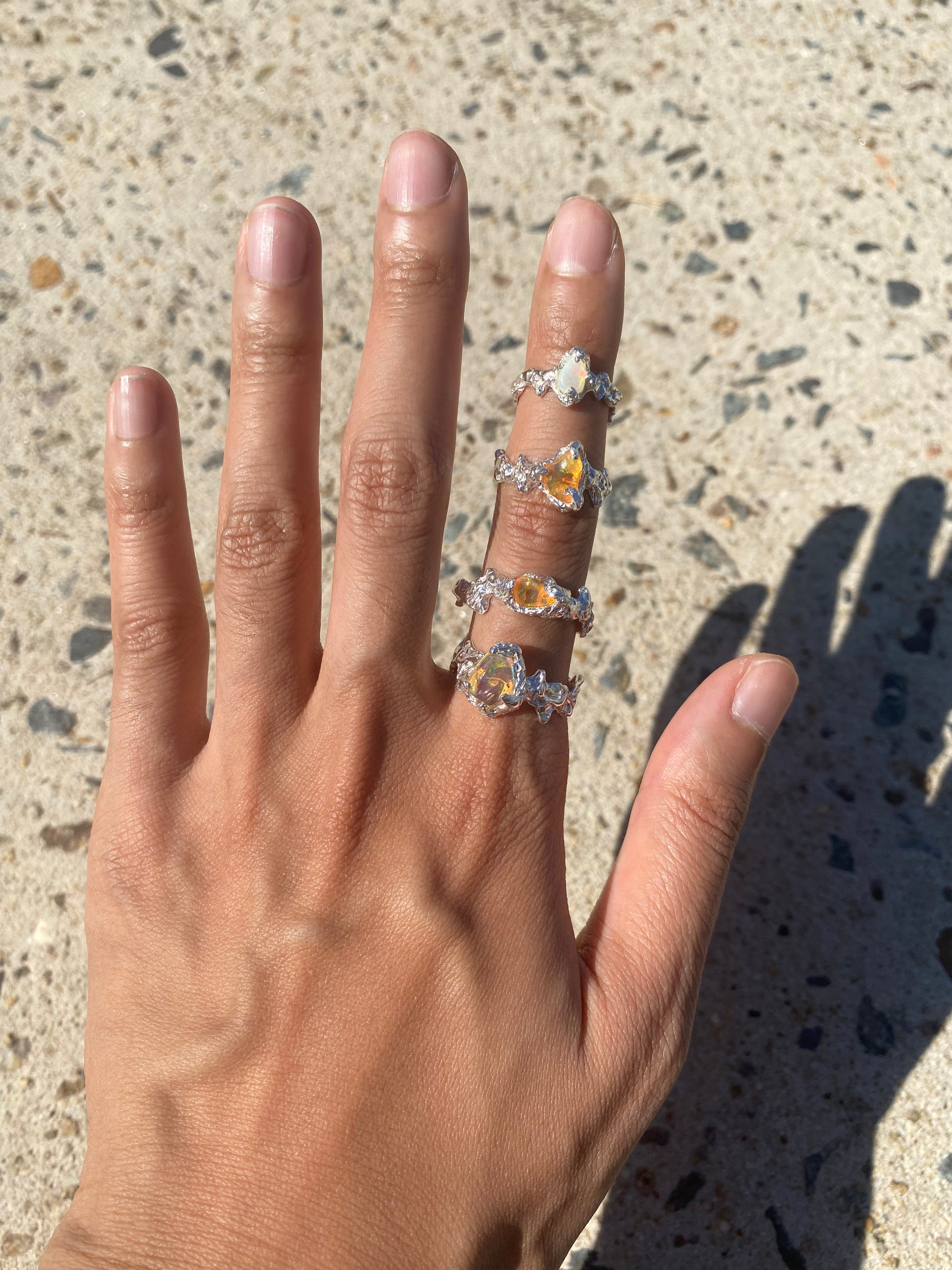 Ignite ring - mexican opal - yellow/silver