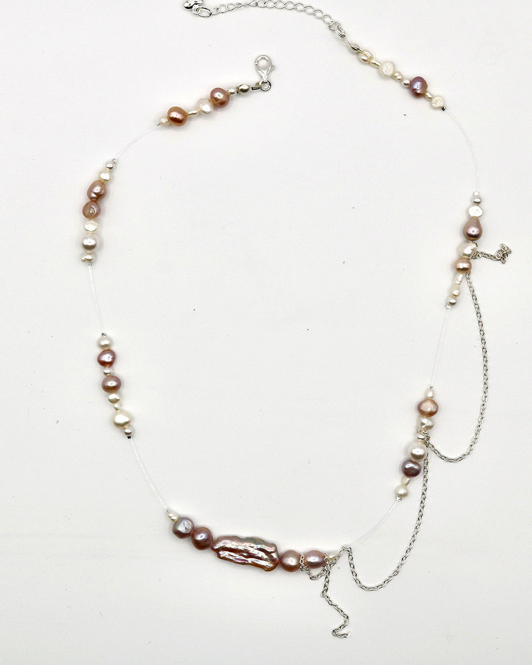 Flashing lights necklace - pink/silver