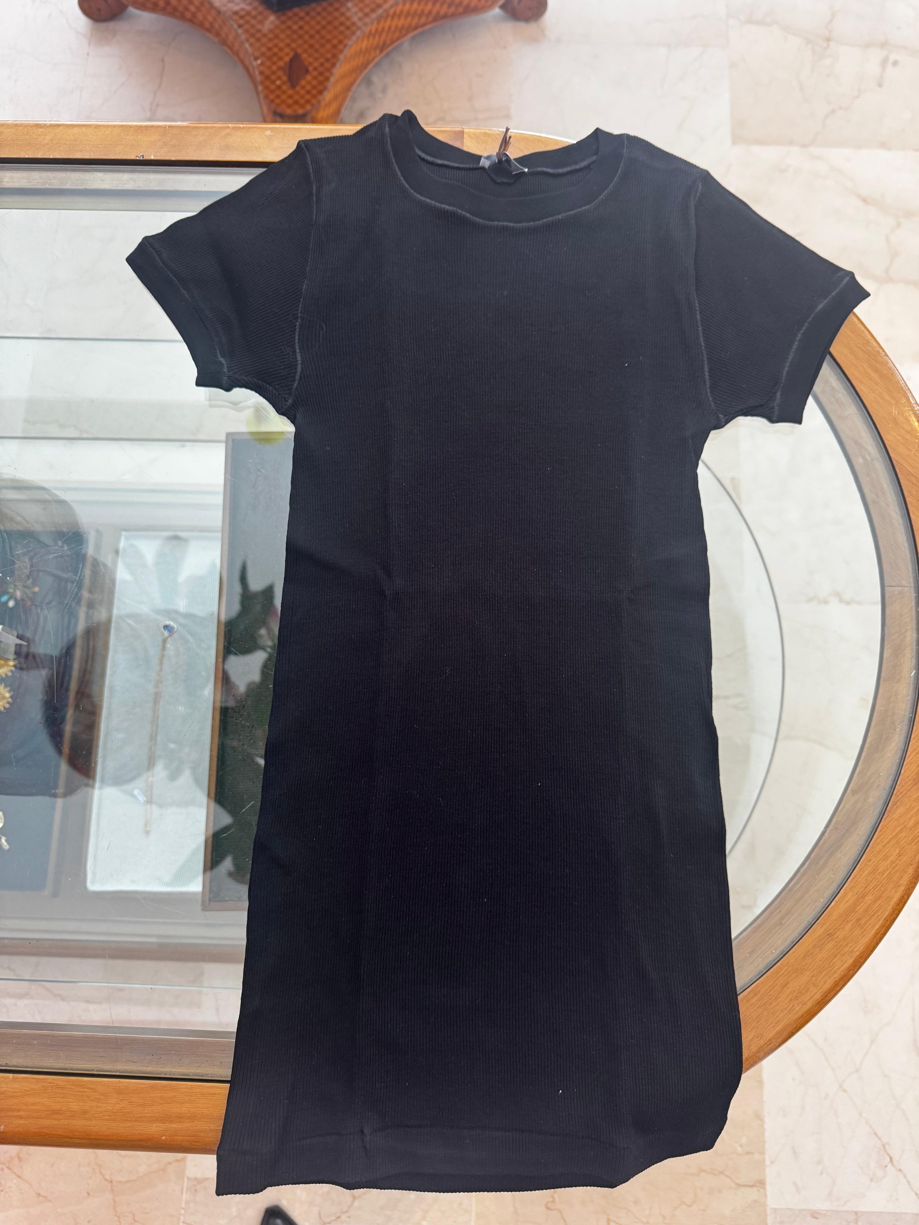 Perfect ribbed short sleeve - black
