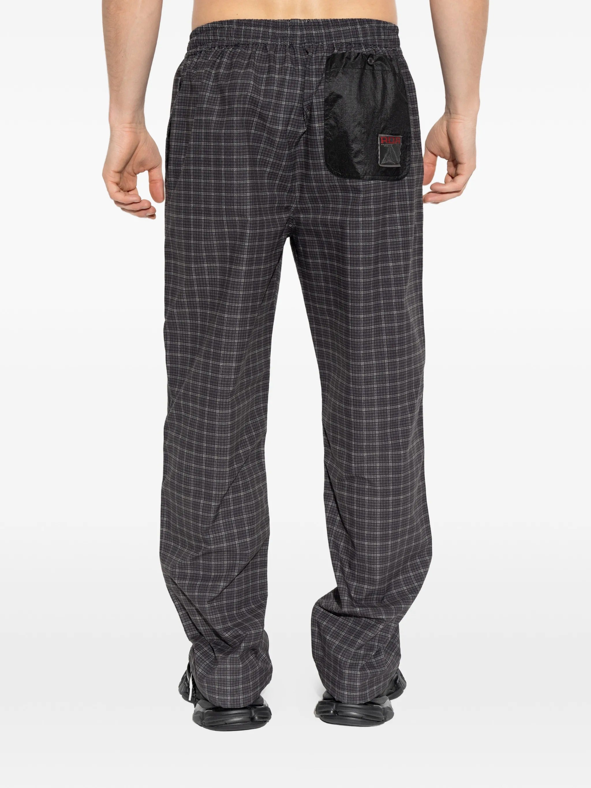 Aair floweave printed check elasticated waistband pants