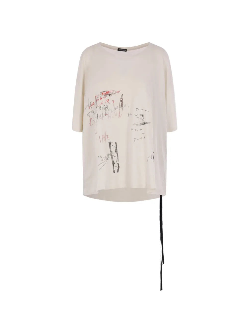 Lu relax fit boxy tshirt with "everything is fine sketch" print