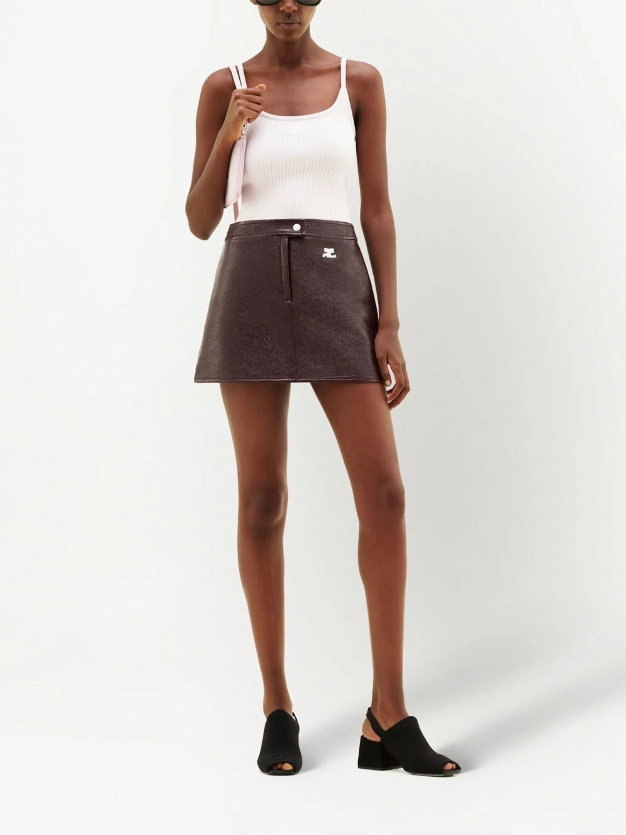 Reedition vinyl mini skirt