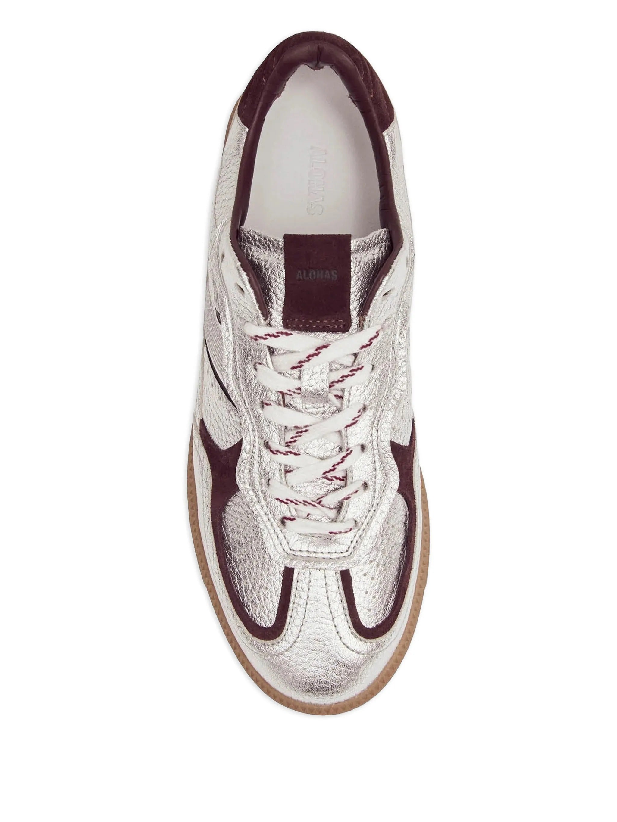 Tb.490 grain shimmer silver burgundy leather sneakers