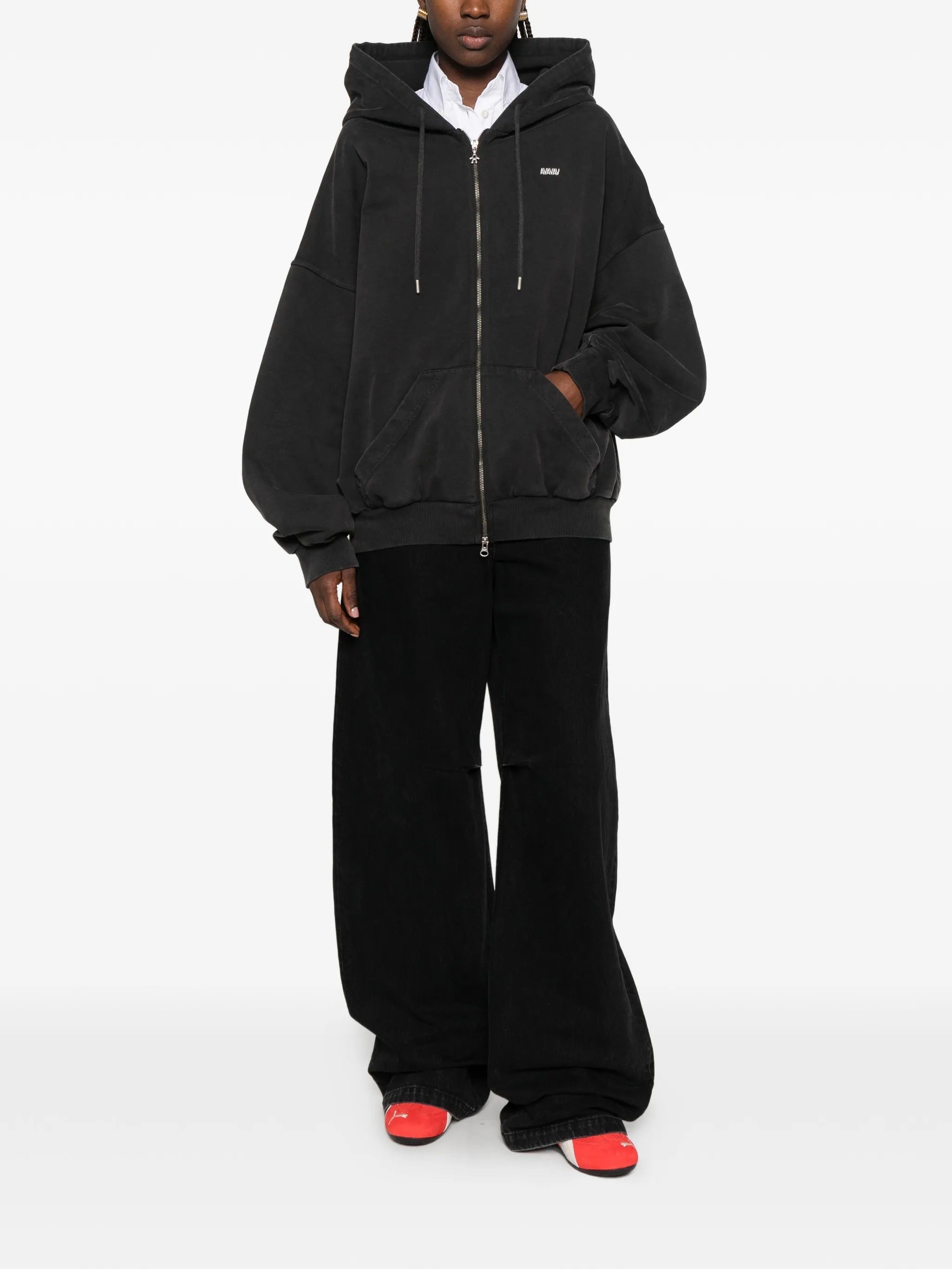 Tim shoulderless hoodie av-logo black