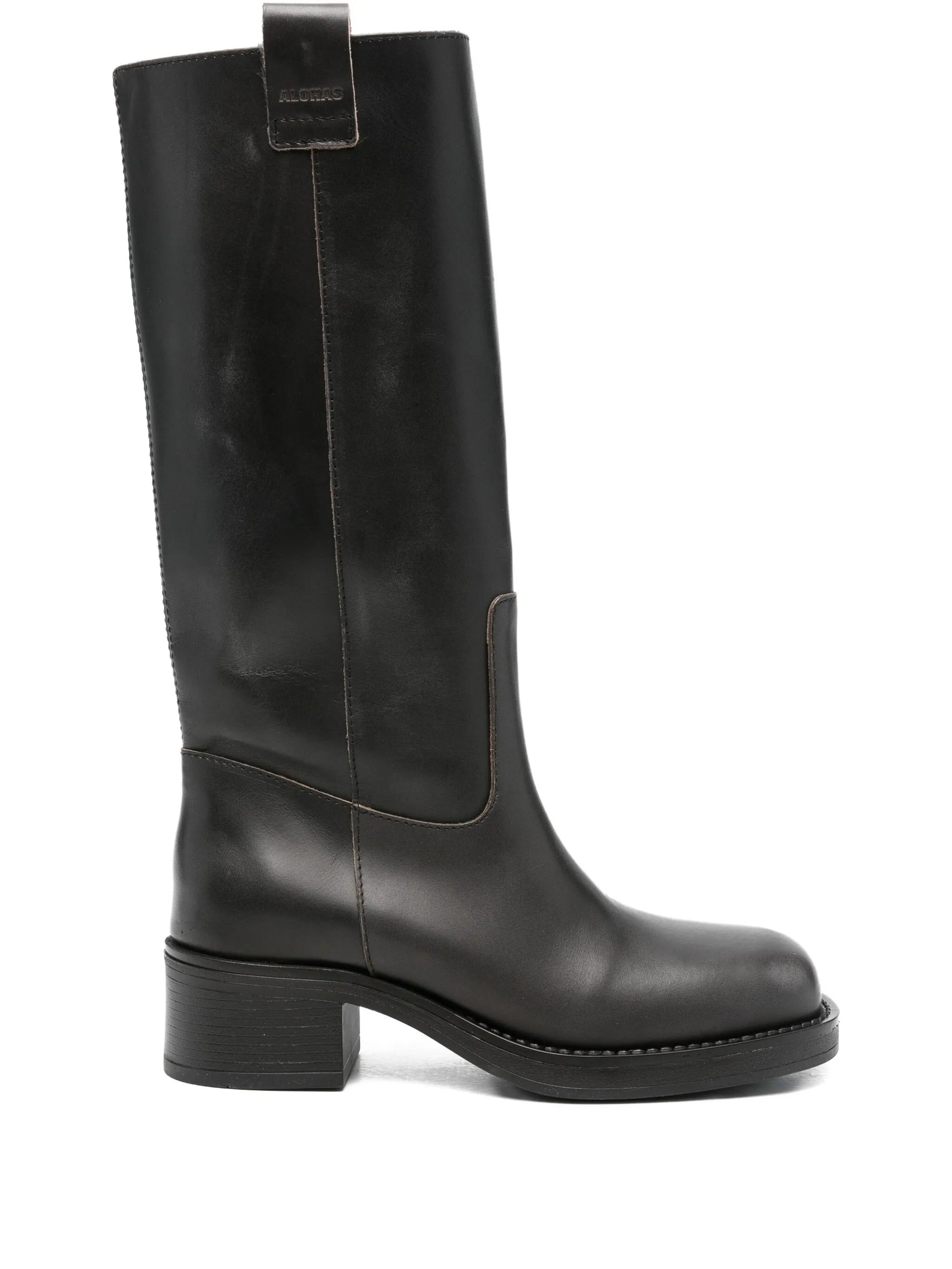 Sajan vintage effect black leather boots