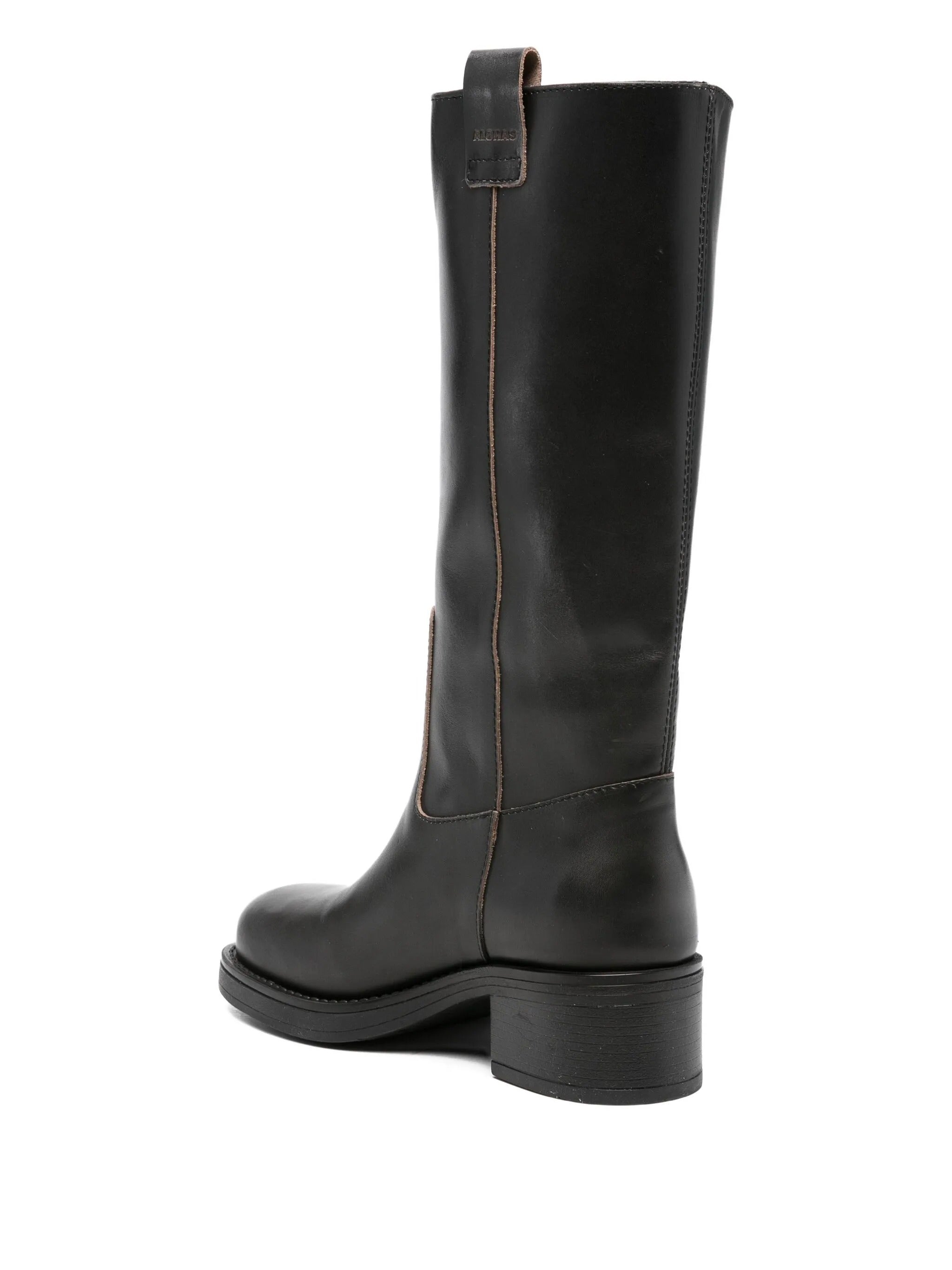 Sajan vintage effect black leather boots