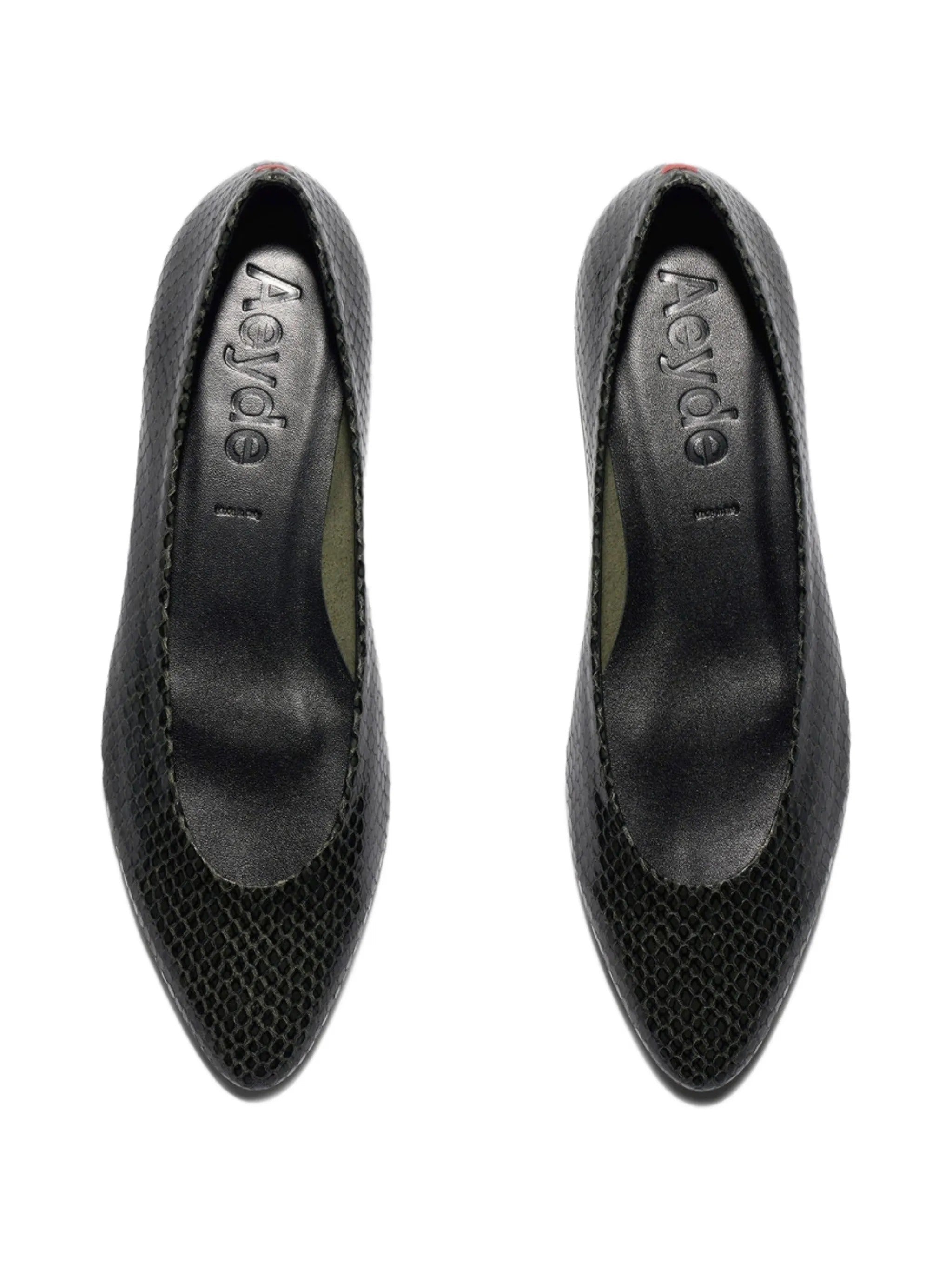 Helia mini snake print calf leather moss