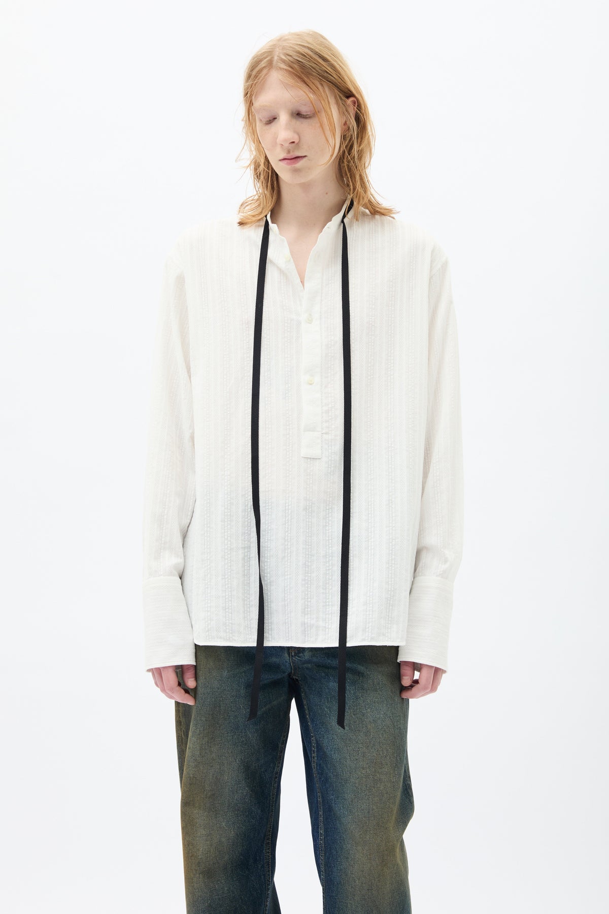 Bertil serafino shirt light cotton ajour
