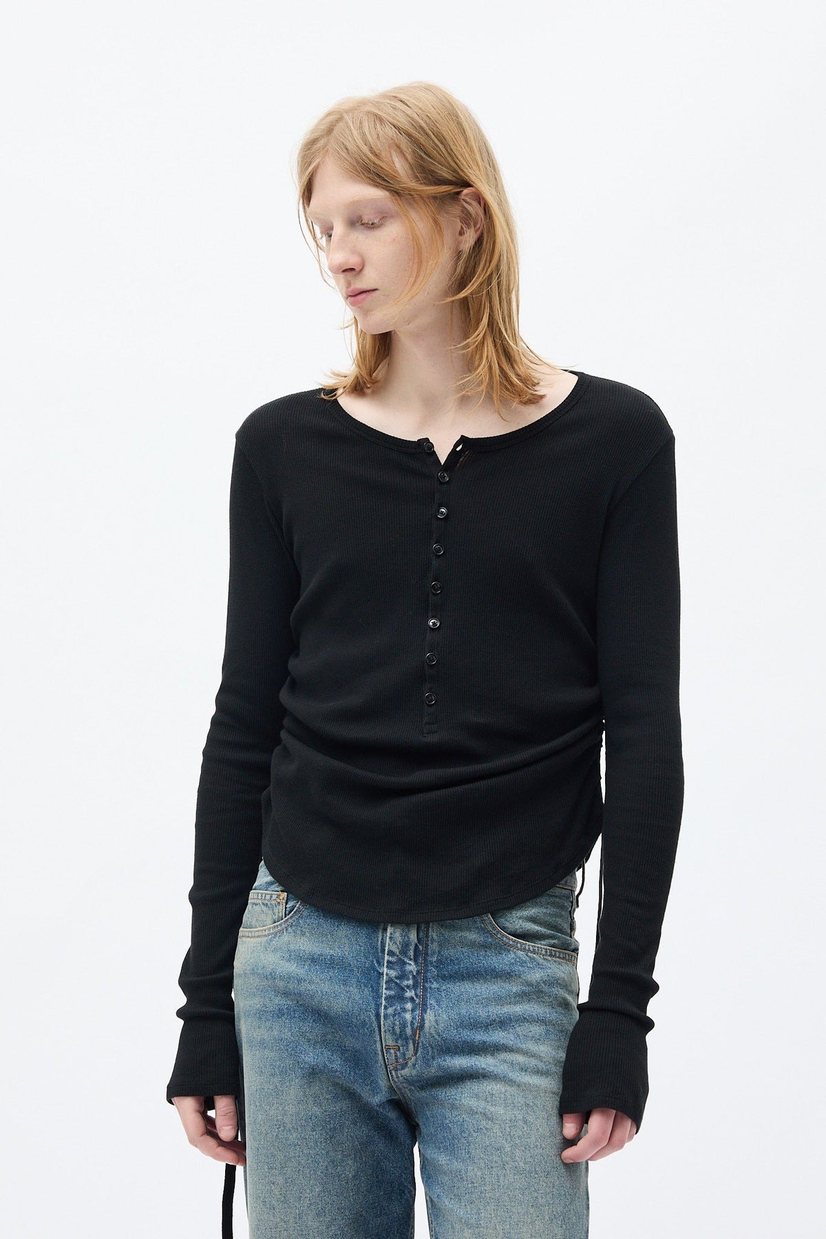 Hamar wrinkled serafino top cotton rib jersey