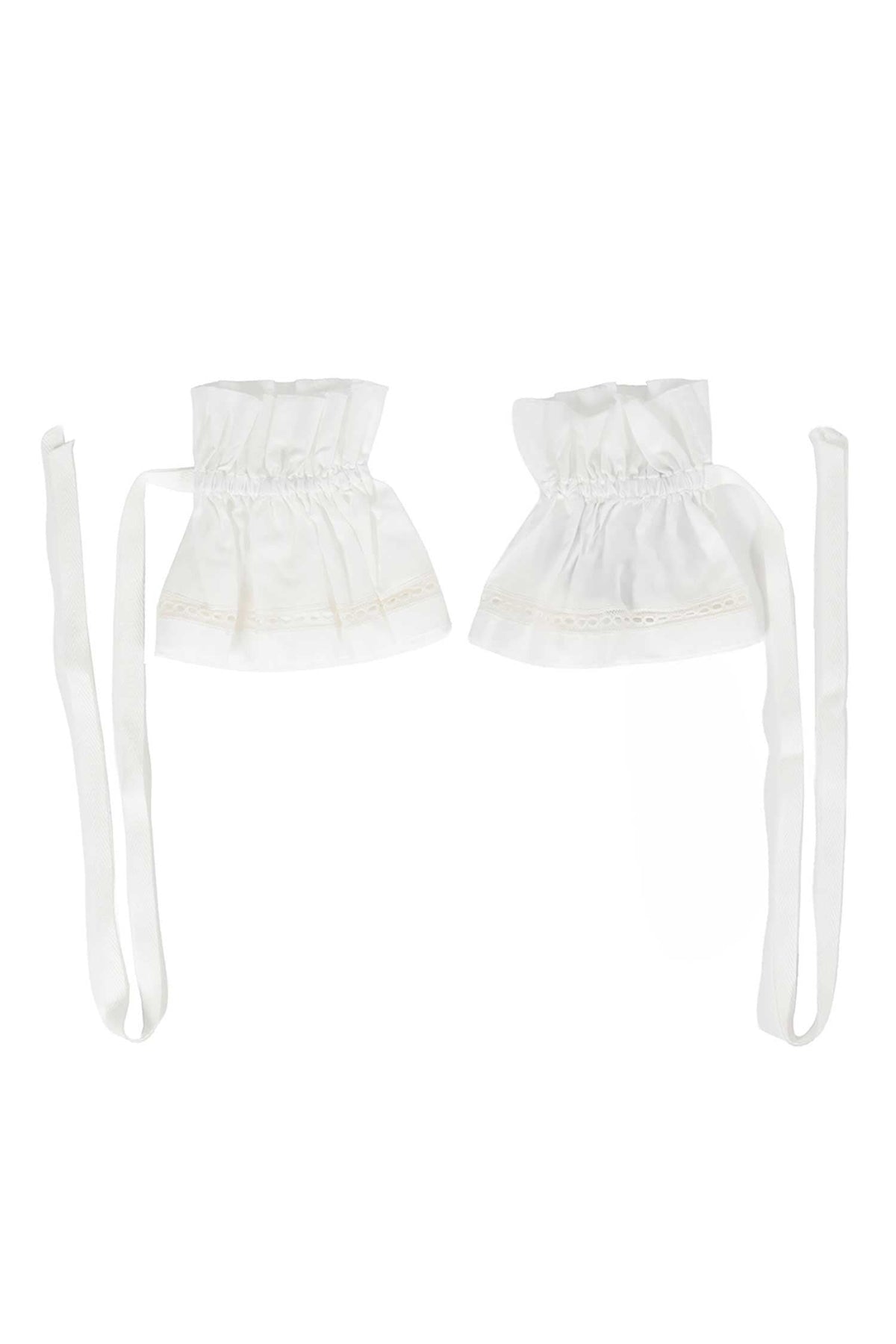 Suna raw edge ruffled cuffs with elongated ribbons