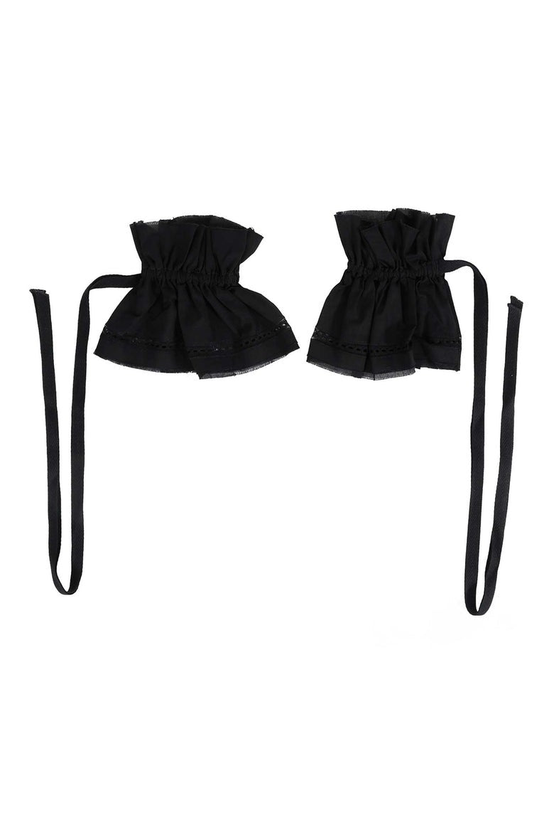 Suna raw edge ruffled cuffs with elongated ribbons