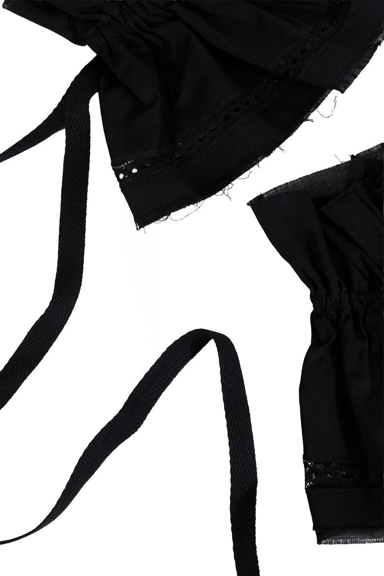 Suna raw edge ruffled cuffs with elongated ribbons