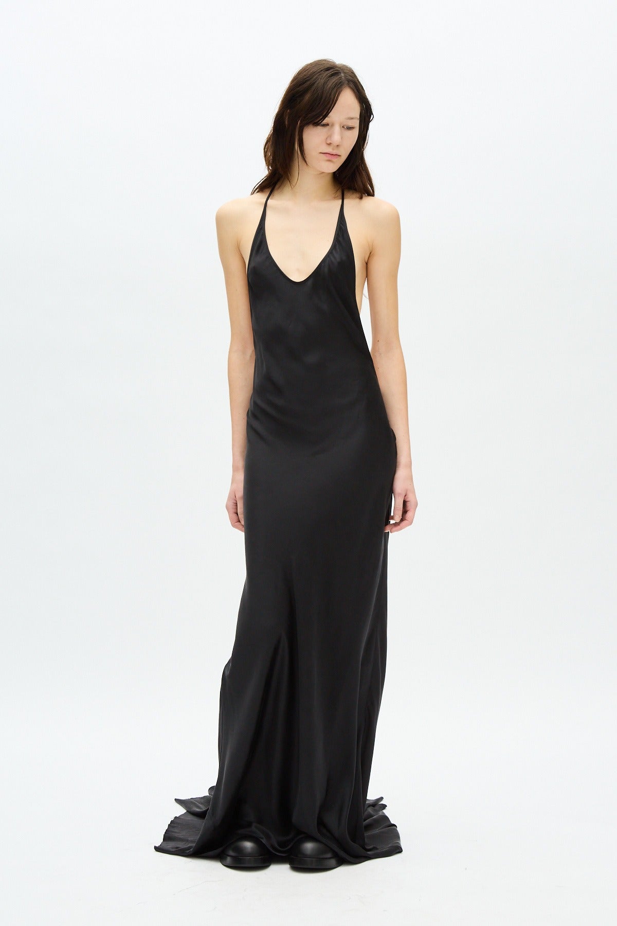 Eleonor xlong ystrap slip dress satin washed silk