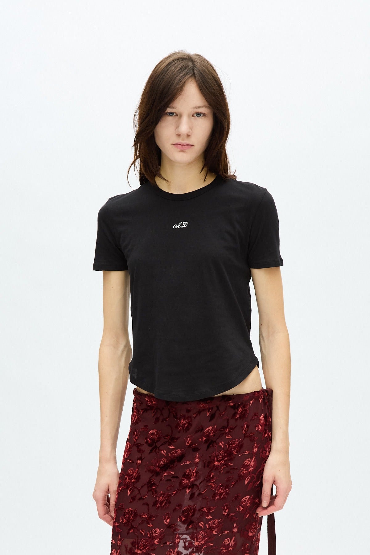Floor micro t-shirt with monogram embroidery brush