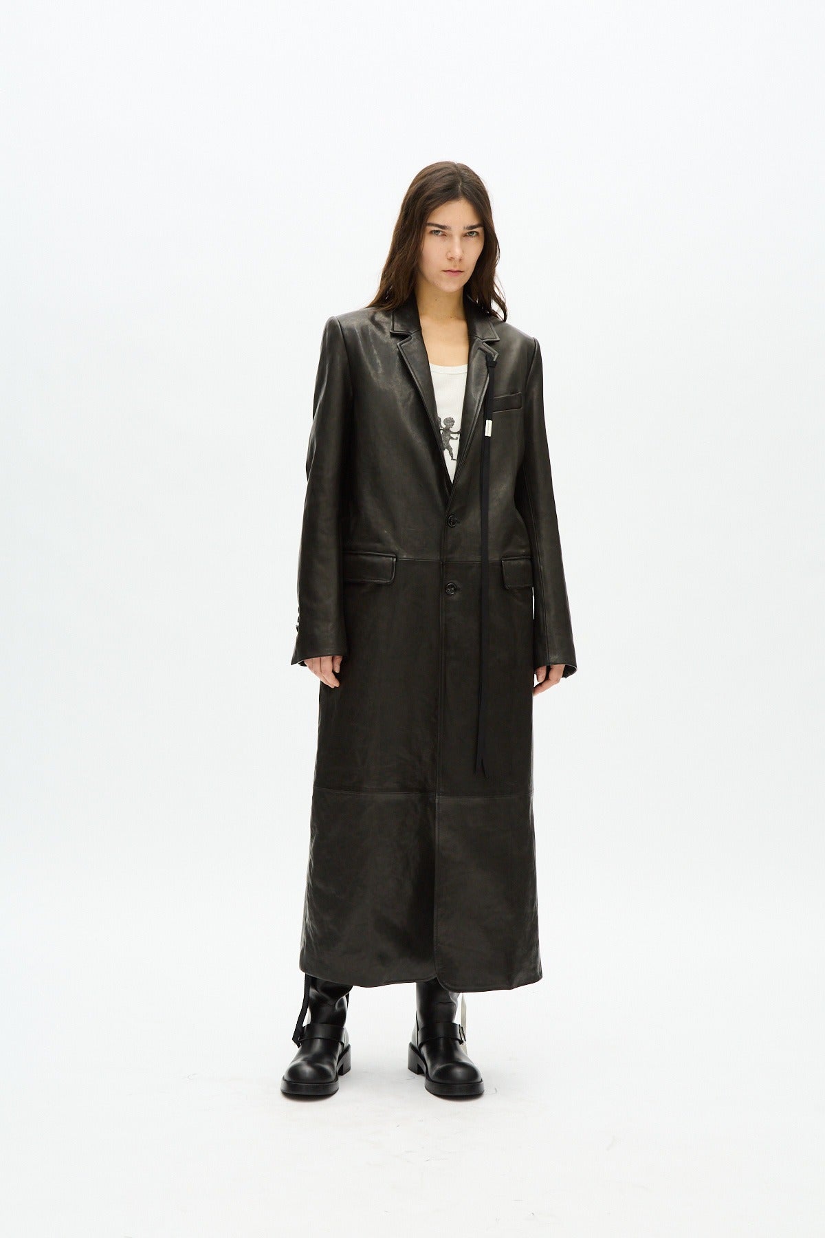 Virva straight tailored coat vintage lux grained l