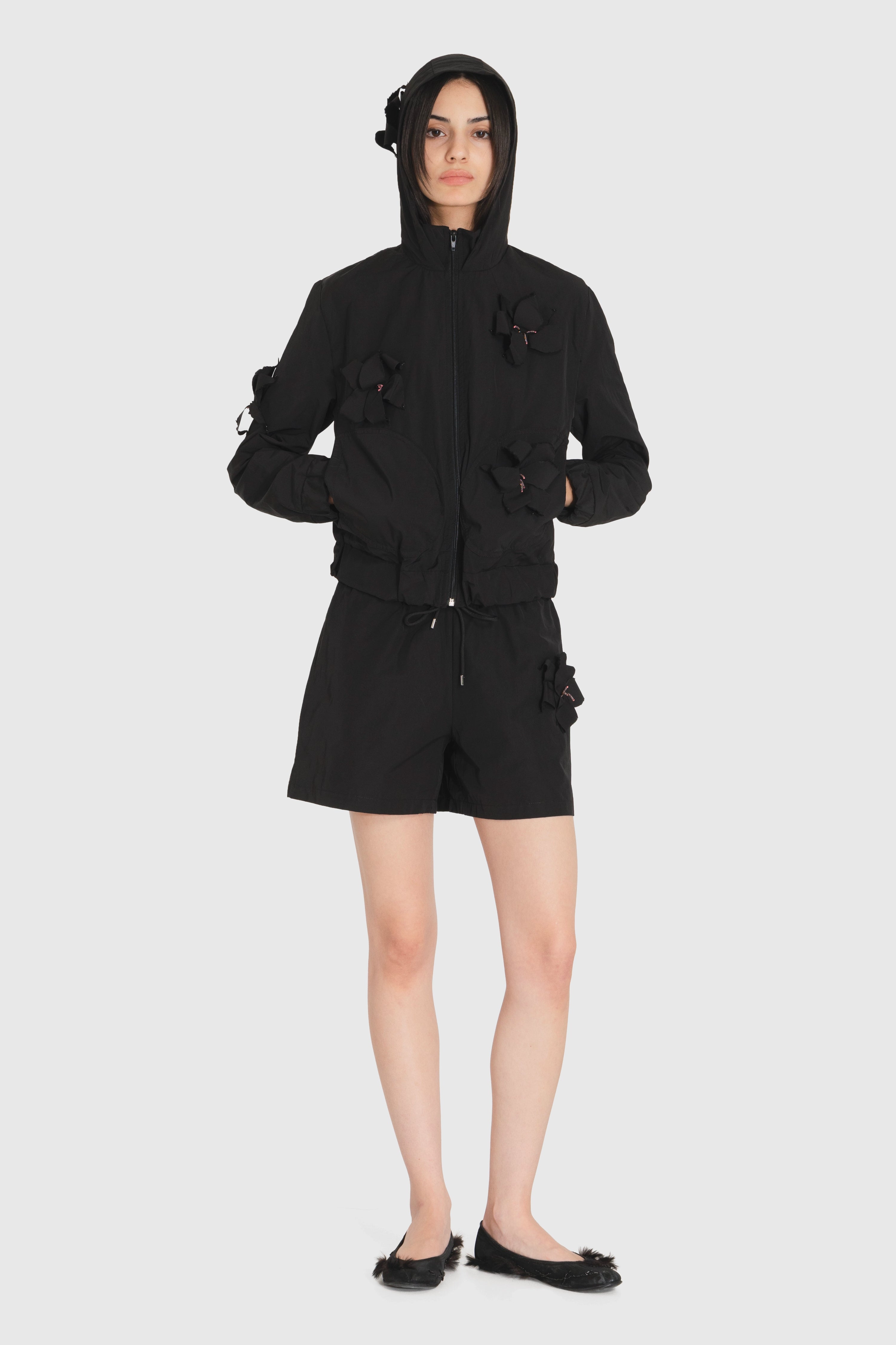 Windbreaker with flowers