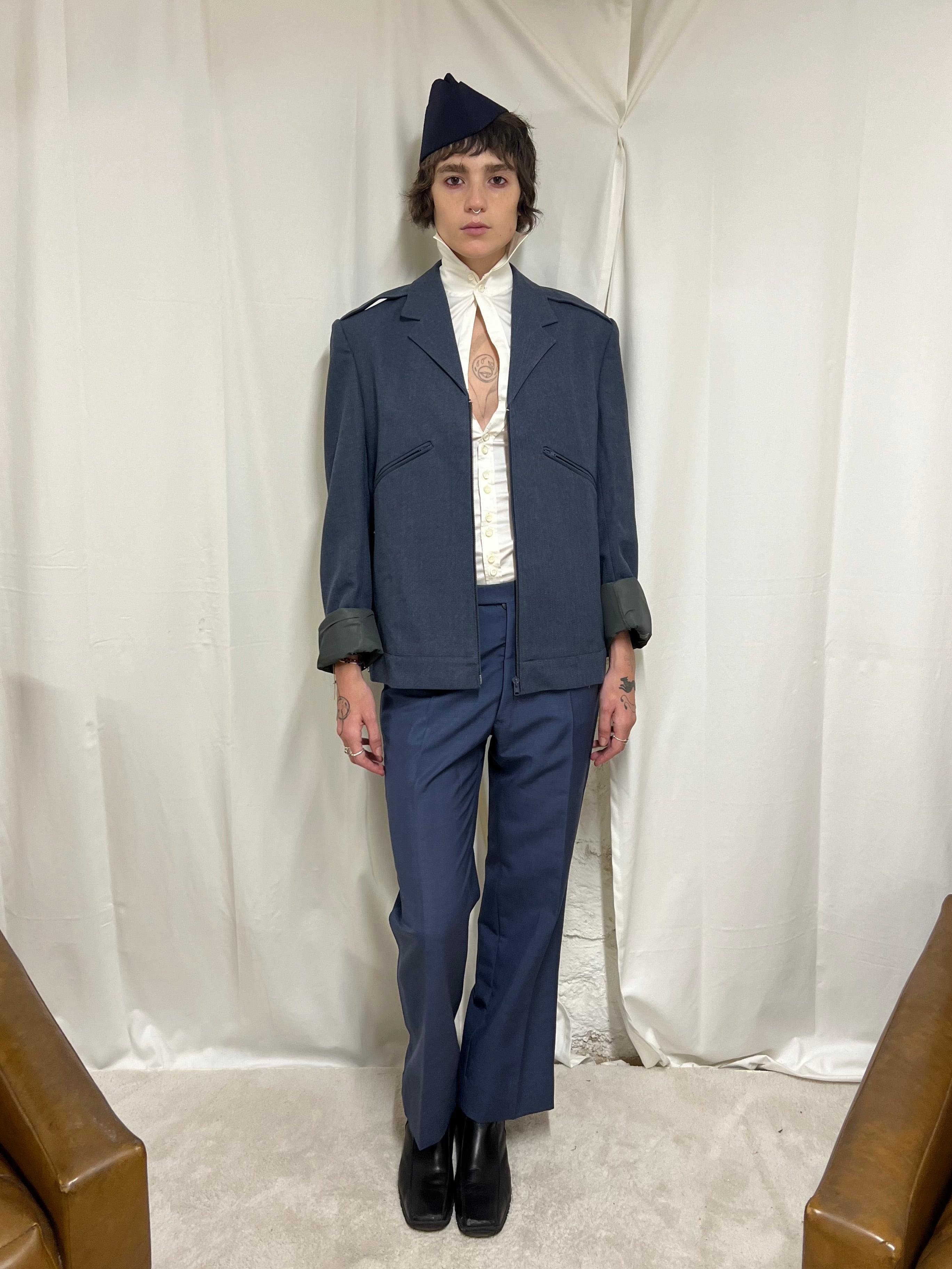 Slate blu tailored pants