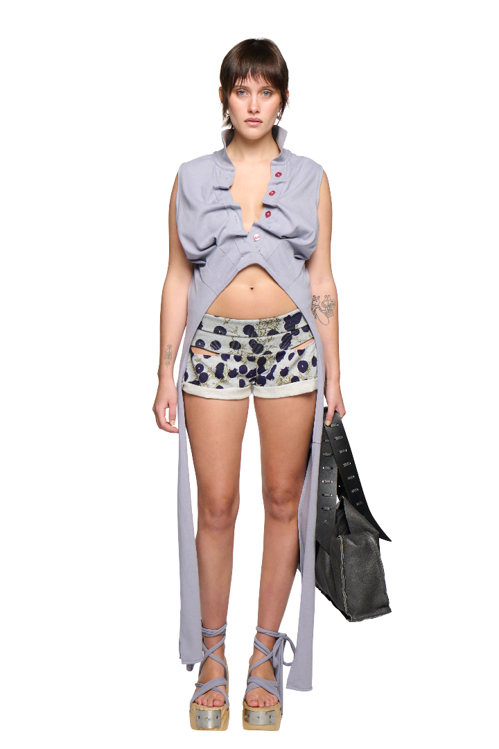 Backless polo shirt - grey
