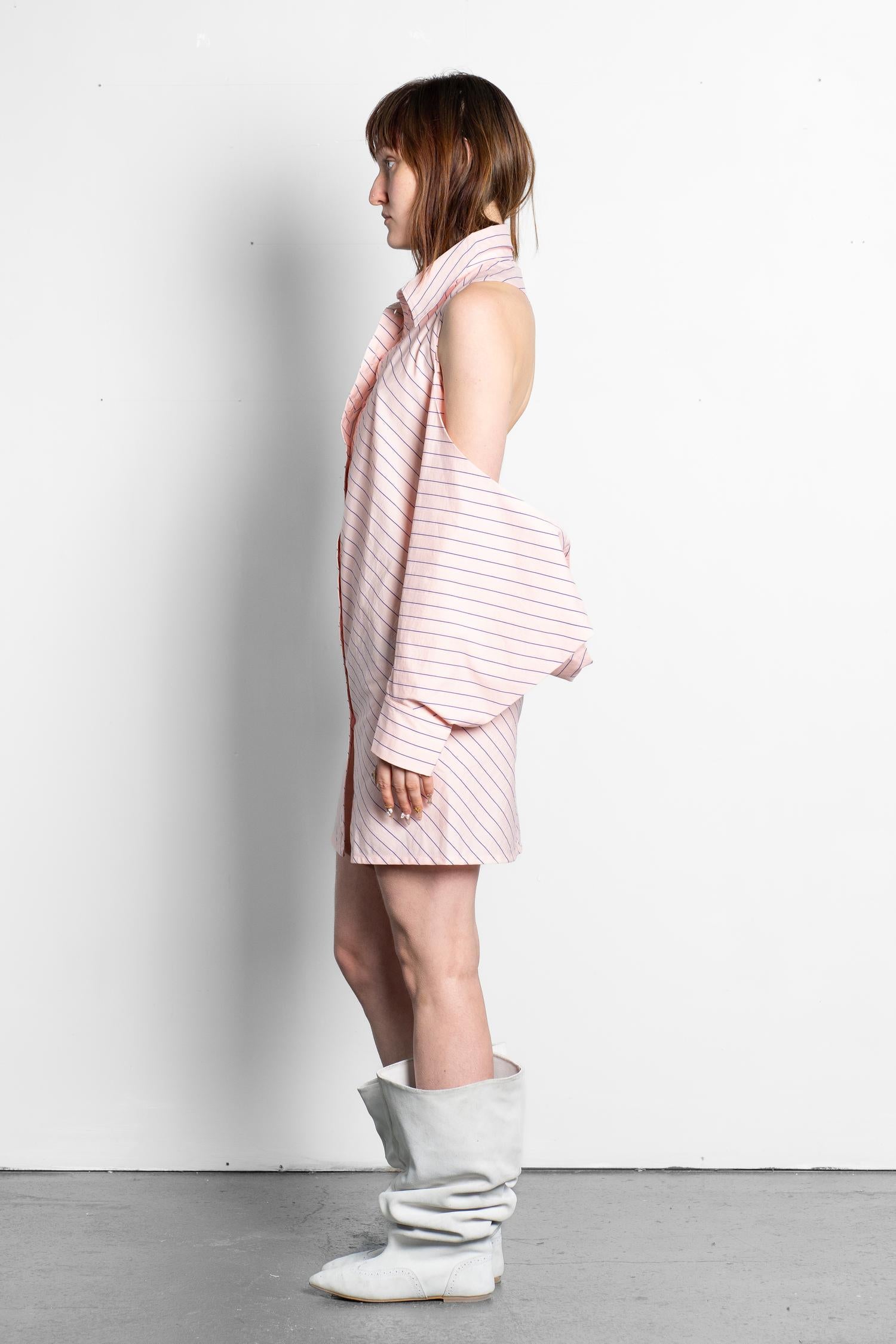 Deep v-cut cowl shirt dress