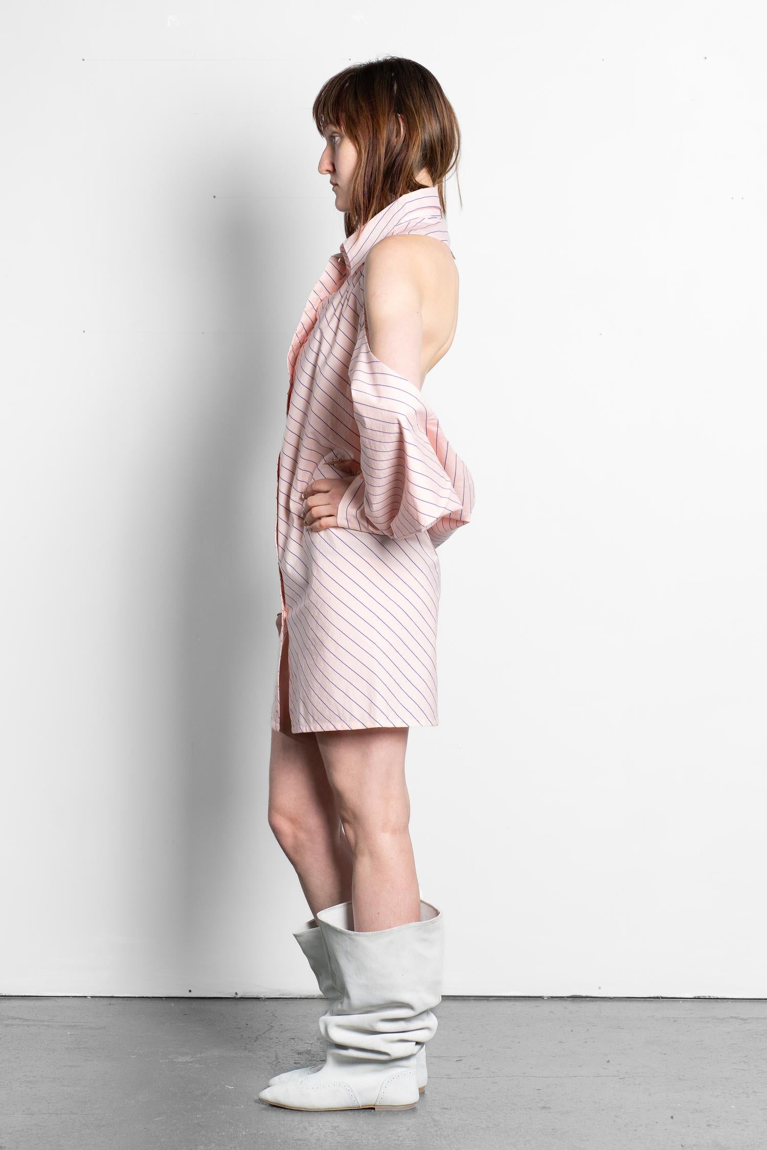 Deep v-cut cowl shirt dress