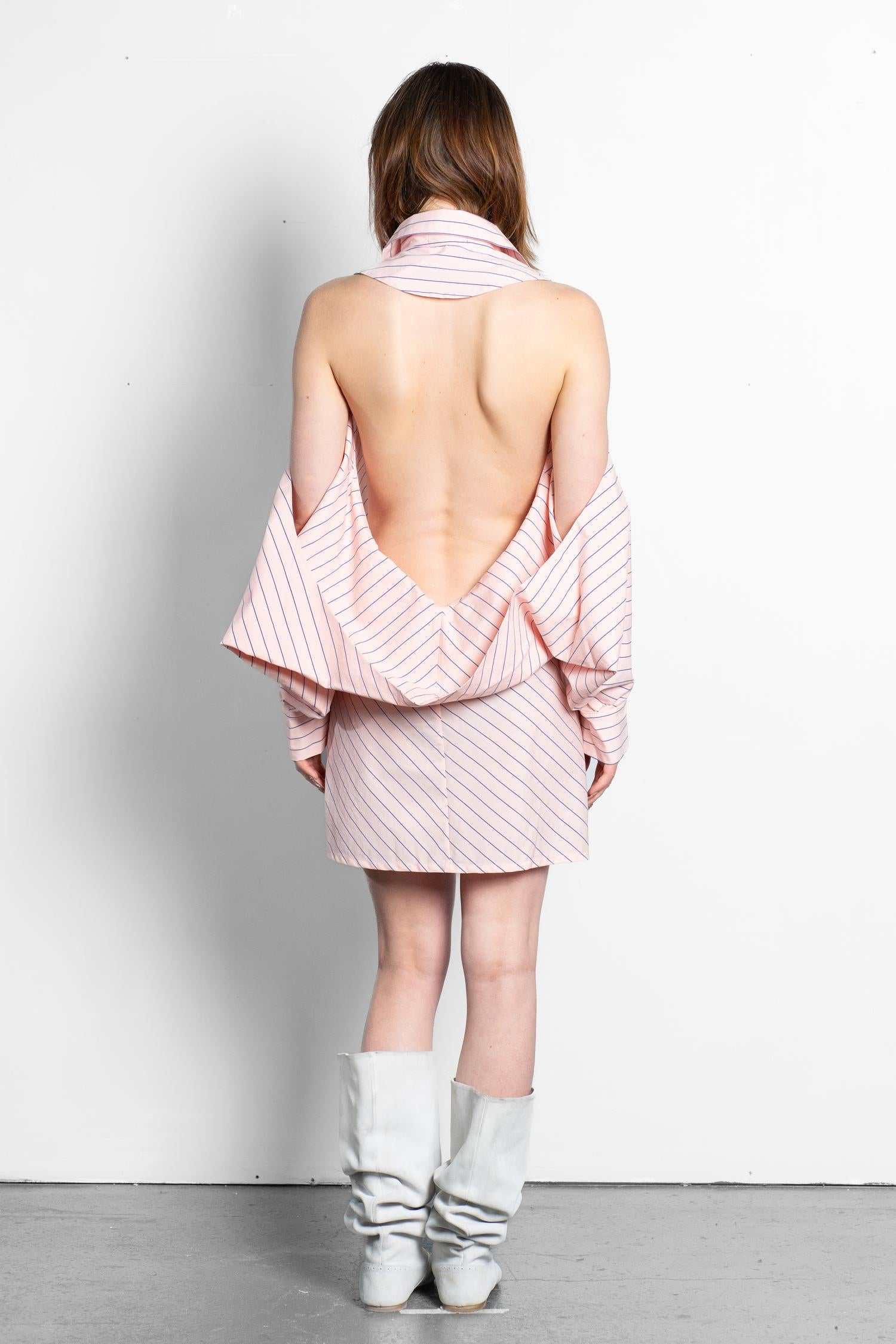 Deep v-cut cowl shirt dress