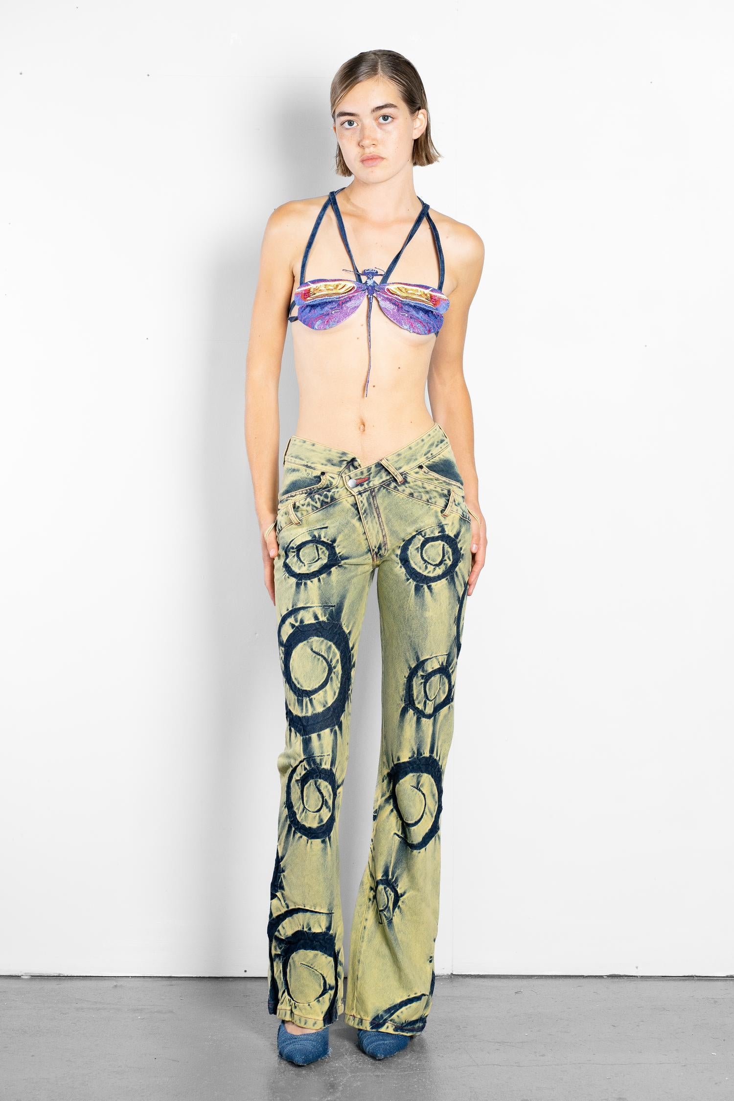 Embroidered dragonfly bra top