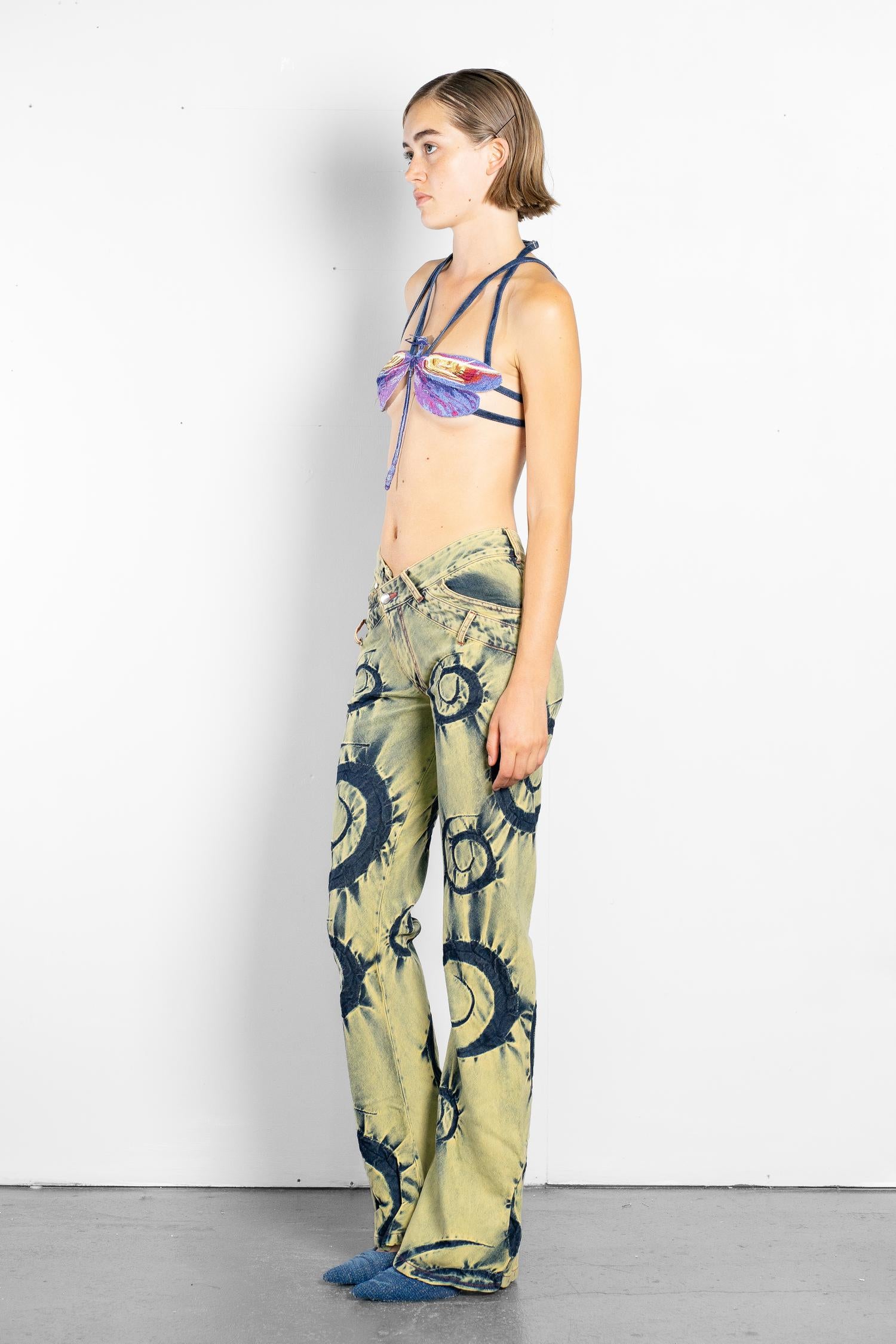 Embroidered dragonfly bra top