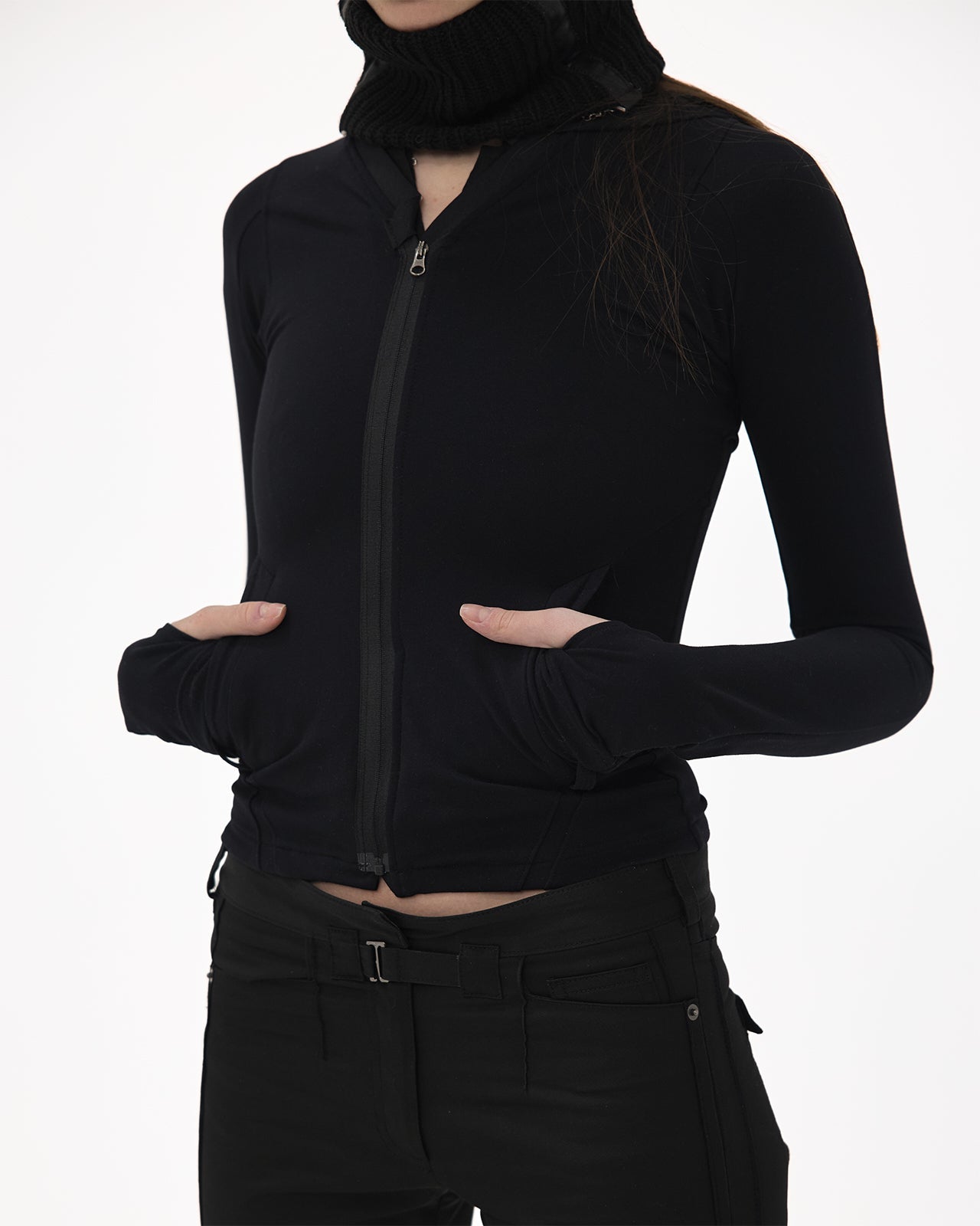 Hooded zip top