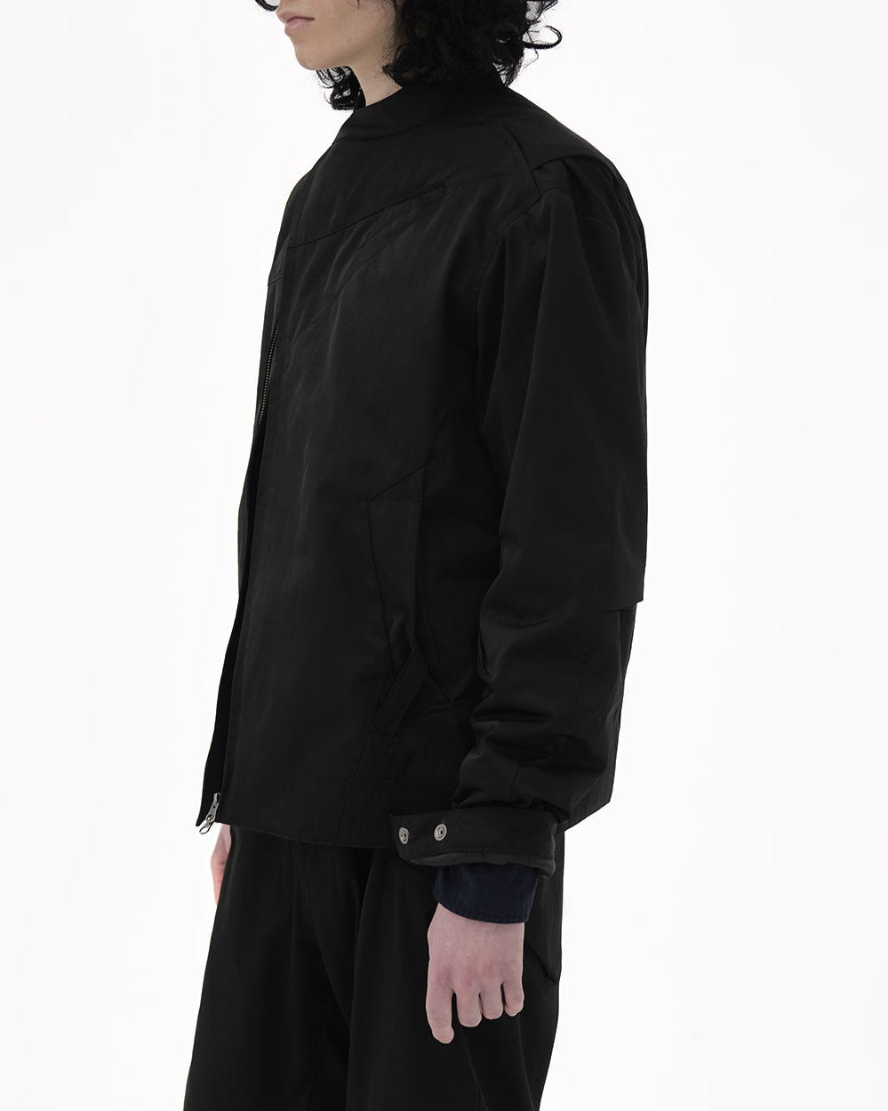 Asymmetric trucker jacket