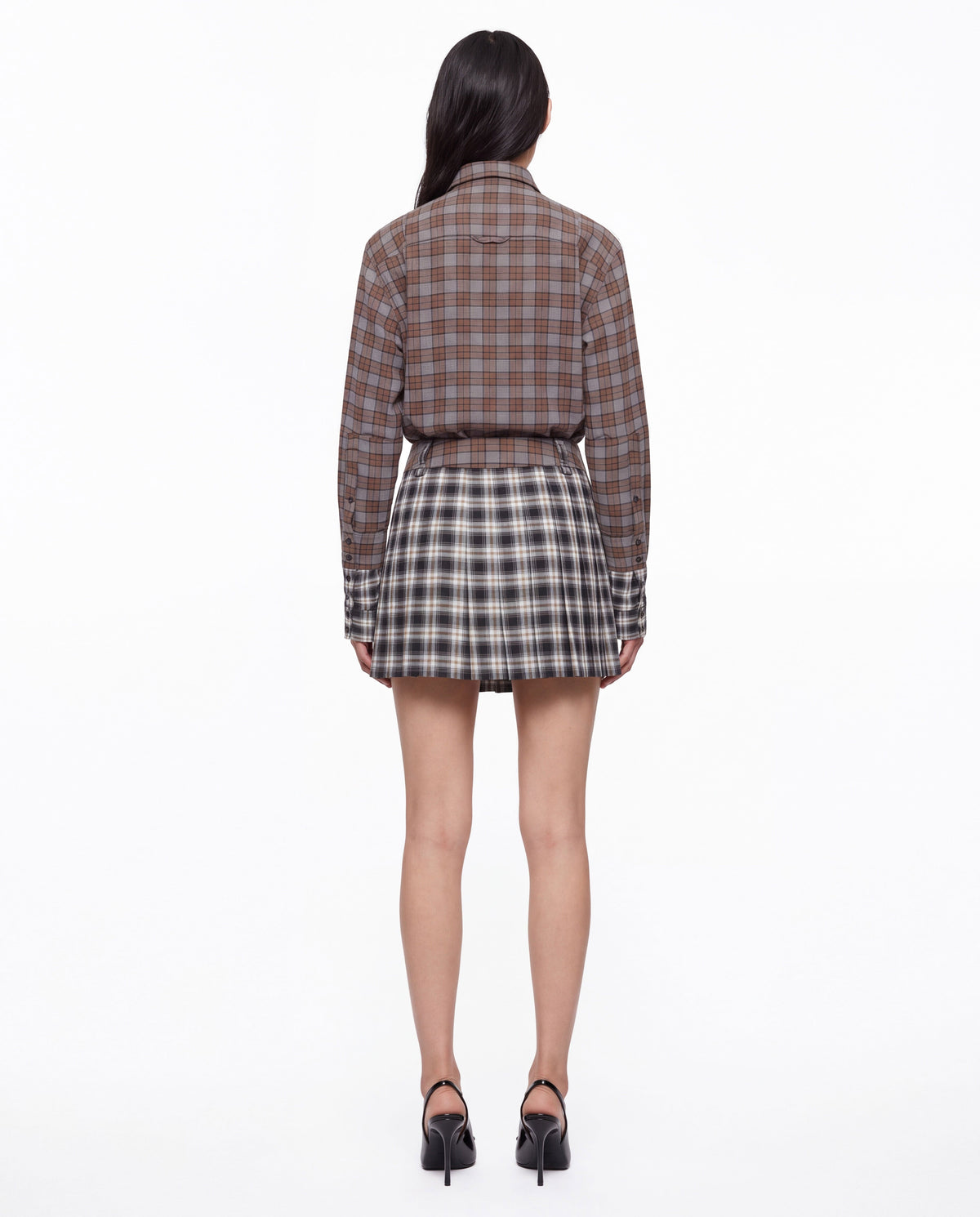 Rhea mini kilt black flanel check
