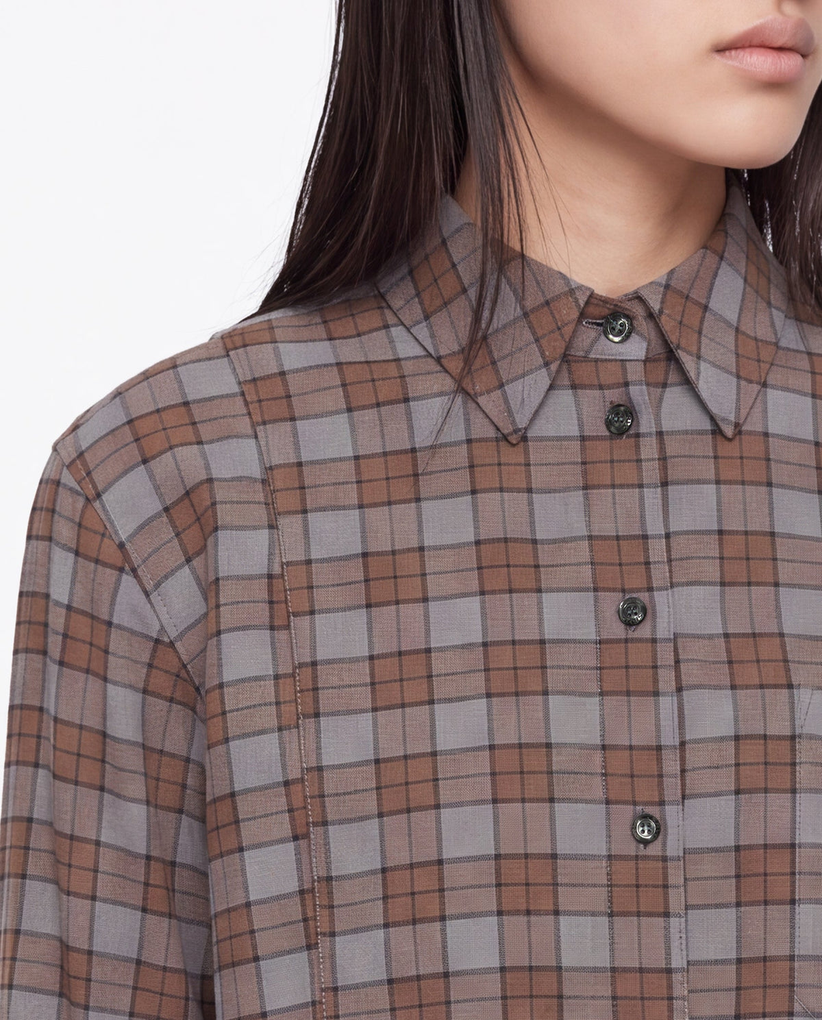 Rhea shirt brown flanel check