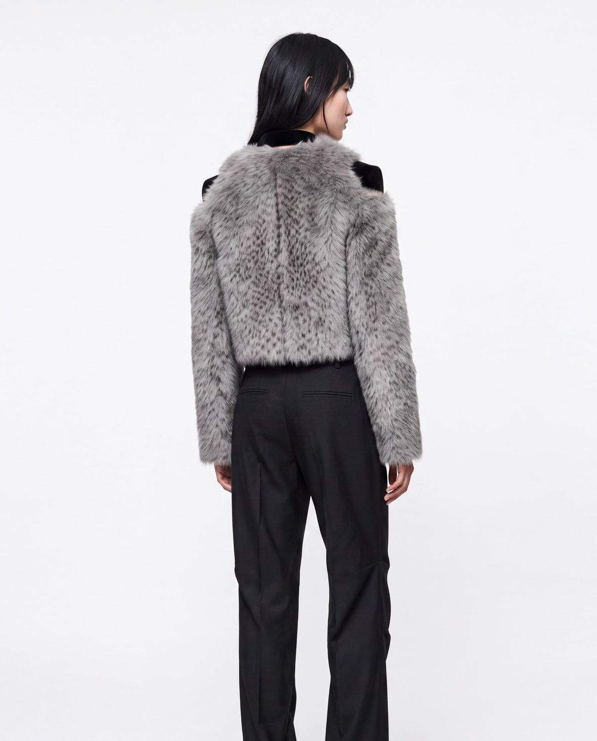 Lyra faux fur jacket grey/black