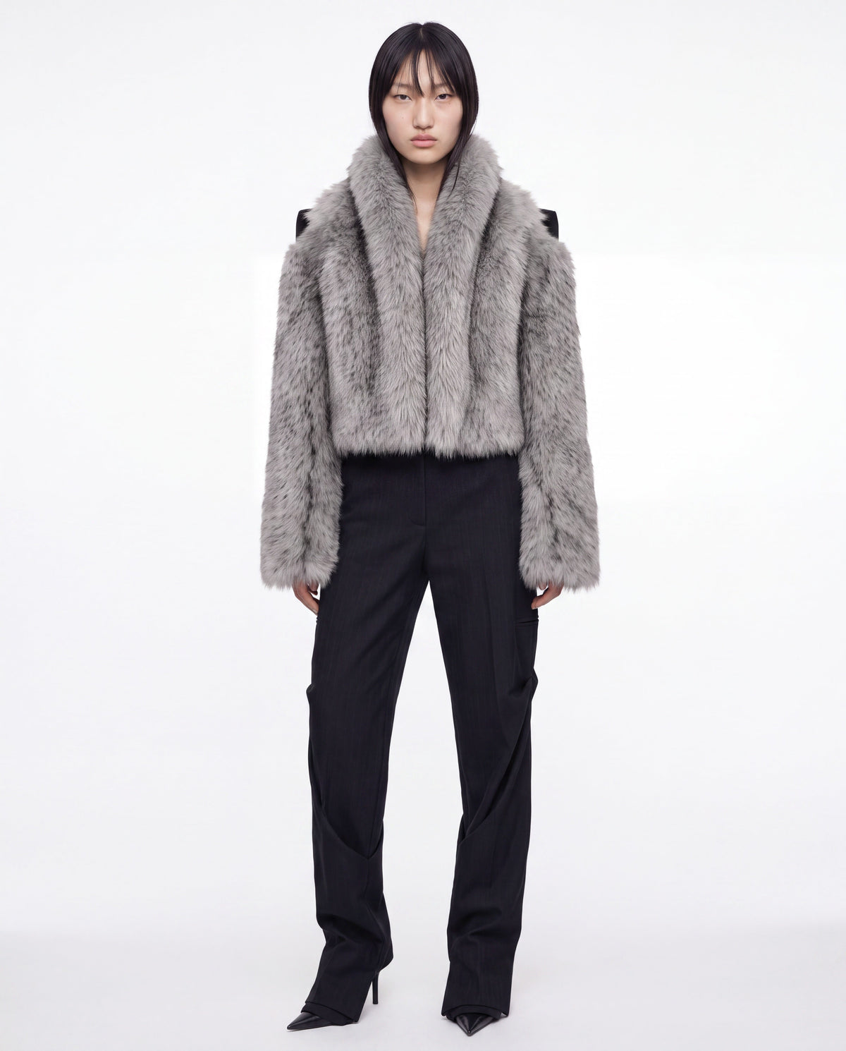 Lyra faux fur jacket grey/black