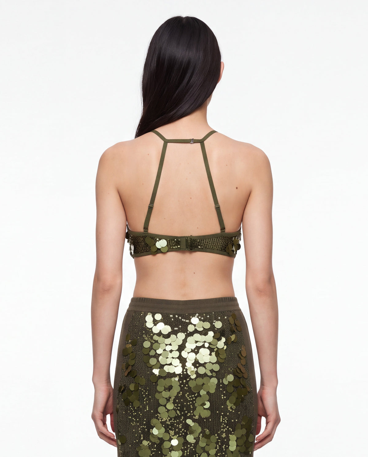 Sequin bralette military green