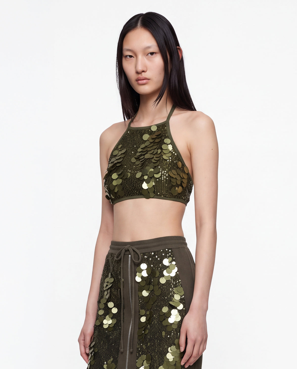Sequin bralette military green
