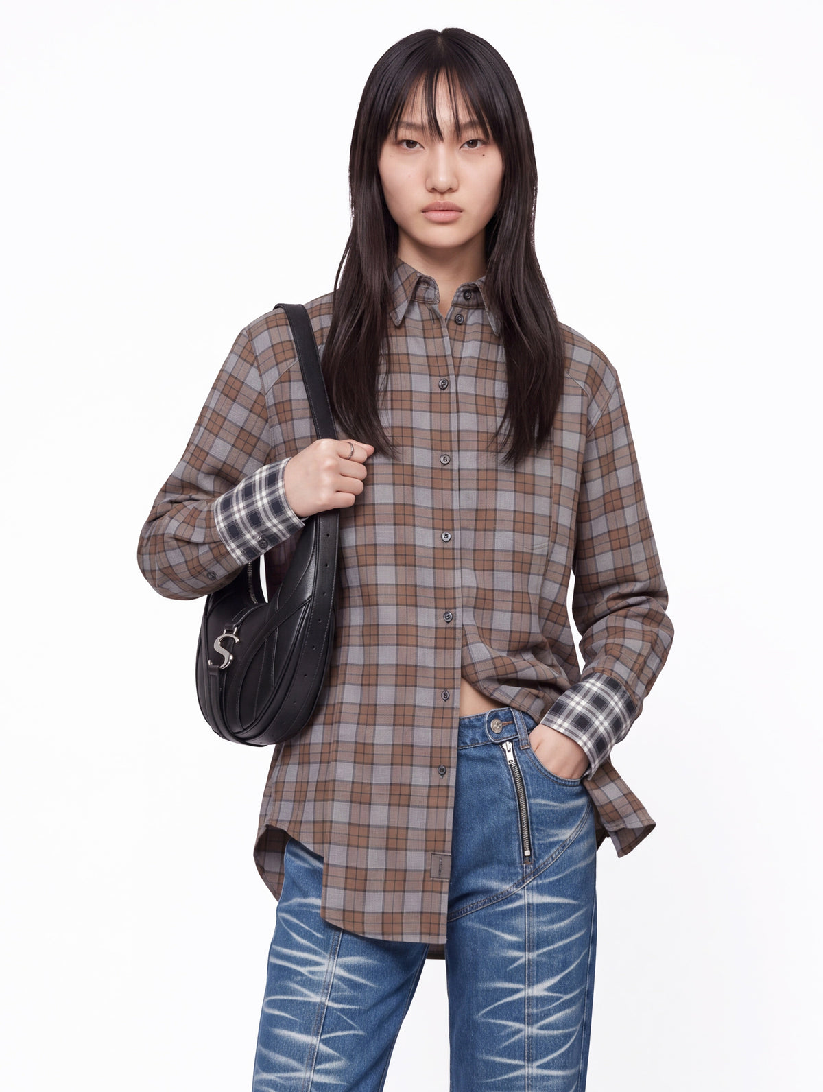 Rhea shirt brown flanel check