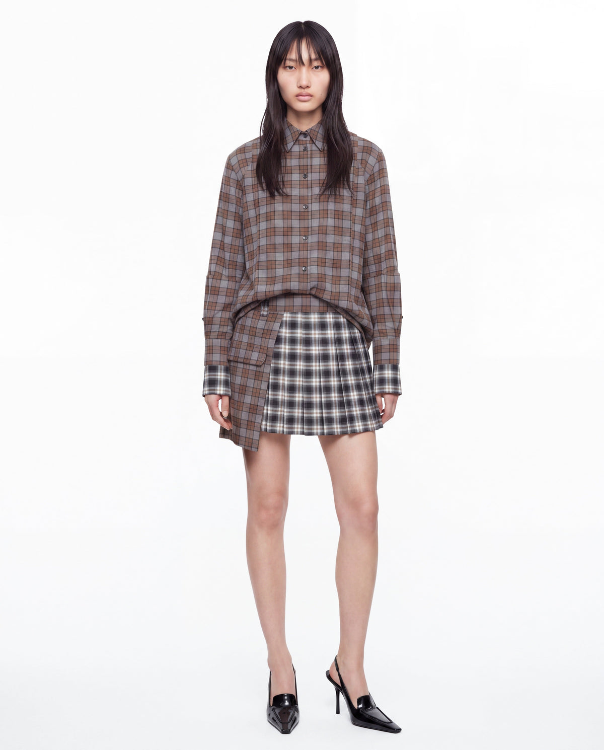 Rhea mini kilt black flanel check