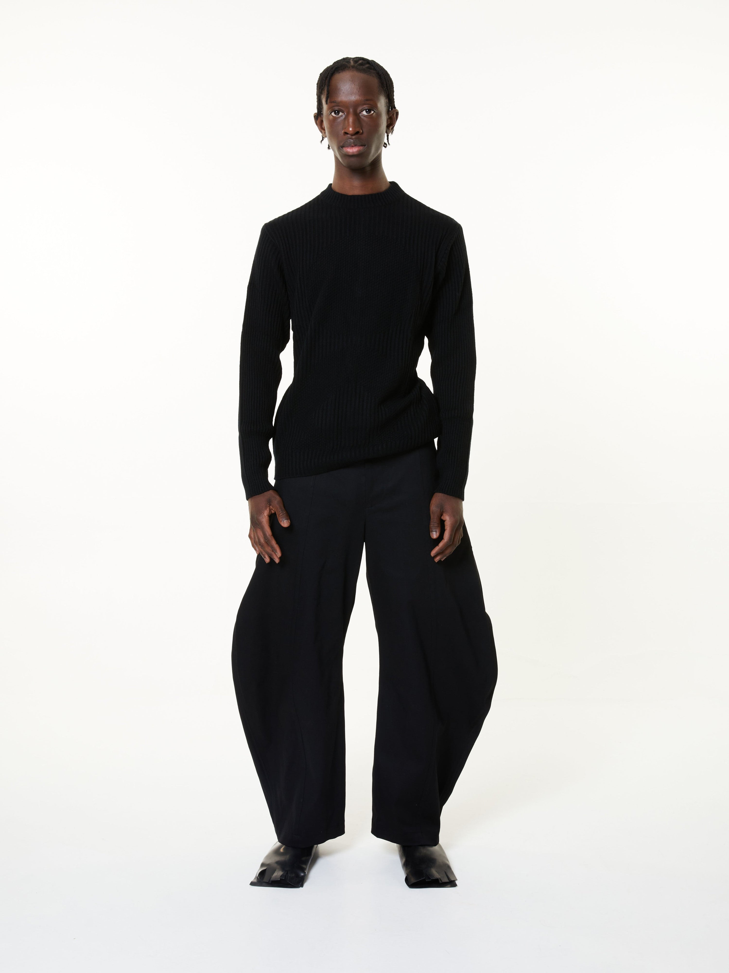 Black wide leg denim | limo fit