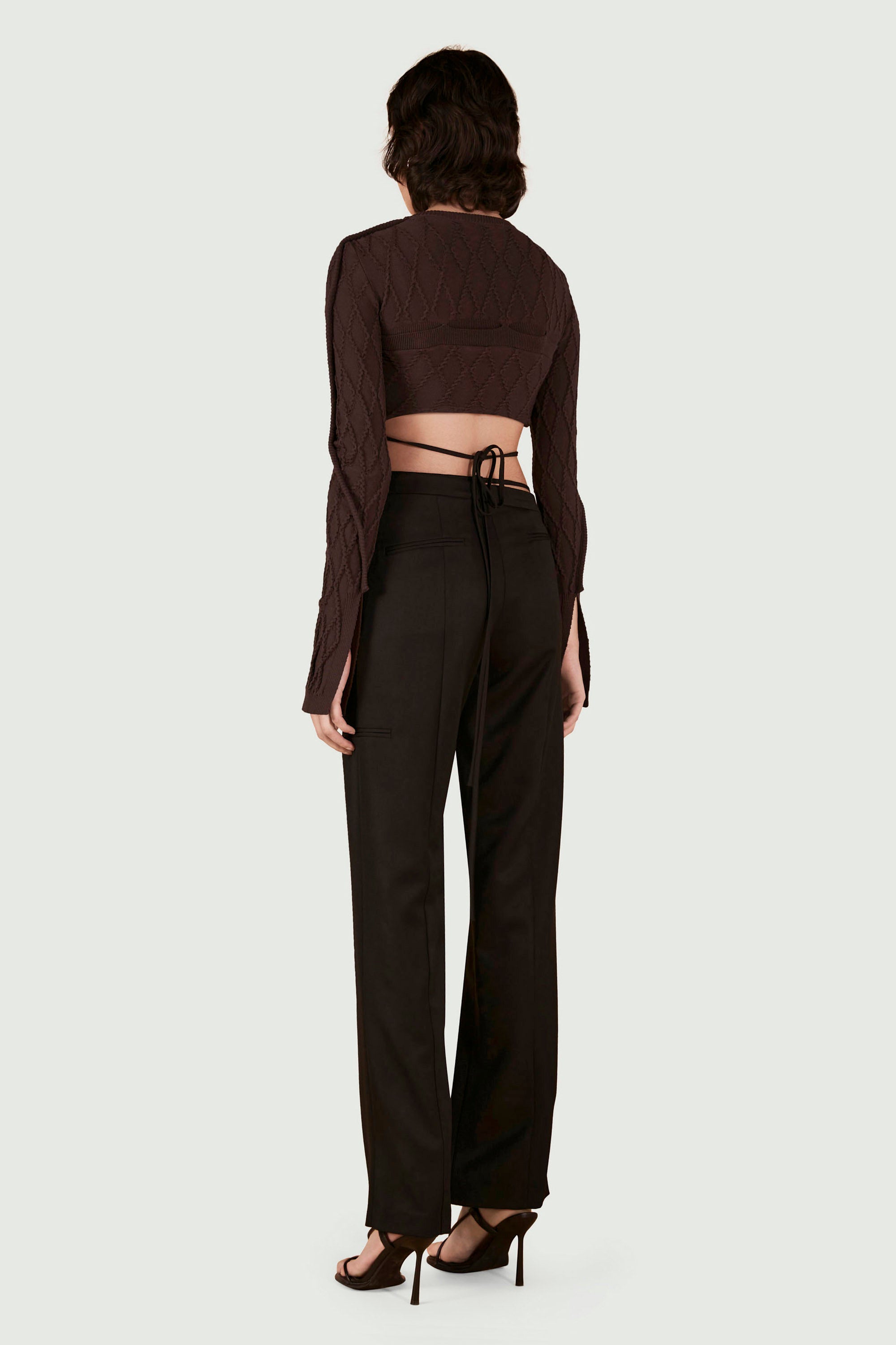 Asymmetric waist pants black