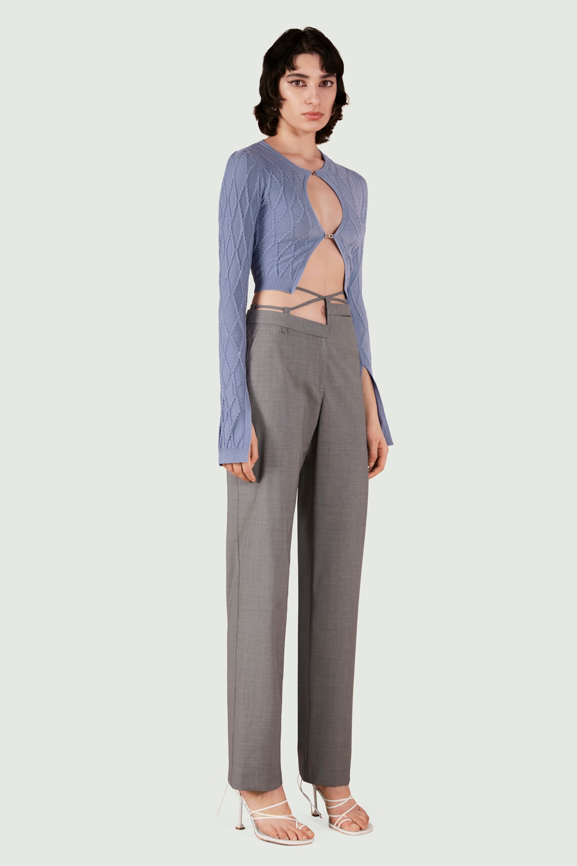 Asymmetric waist pants grey
