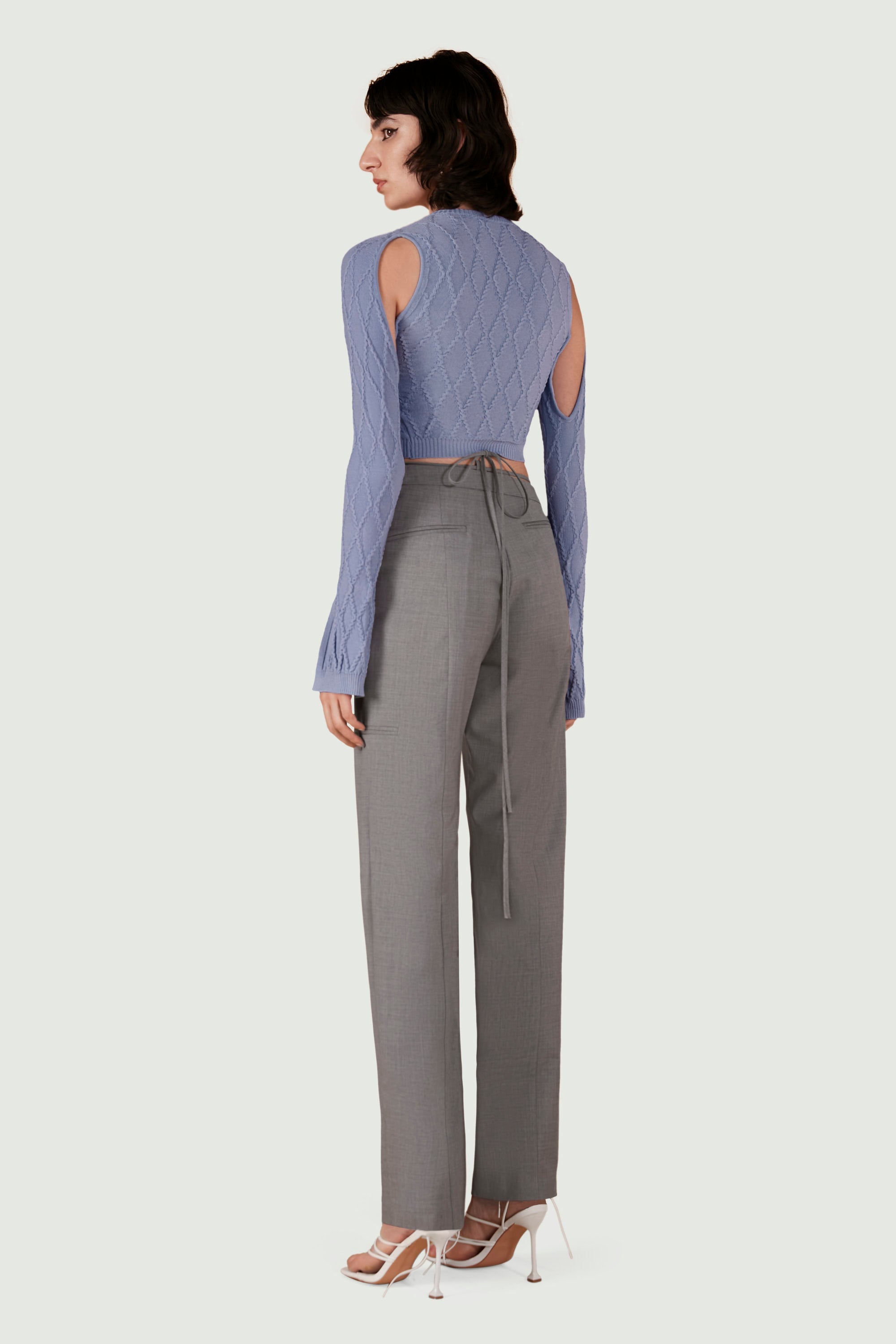 Asymmetric waist pants grey