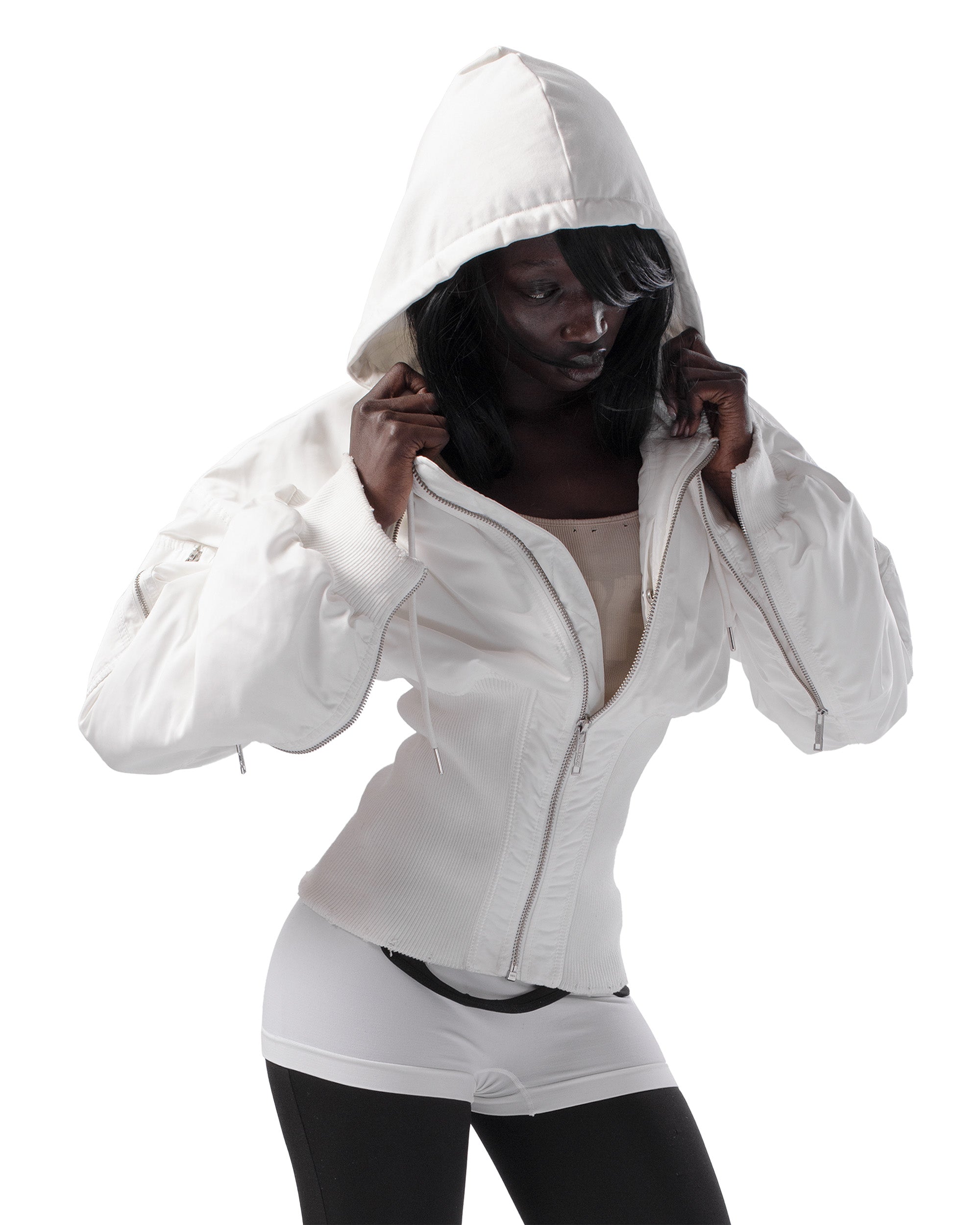 White fitted bomber