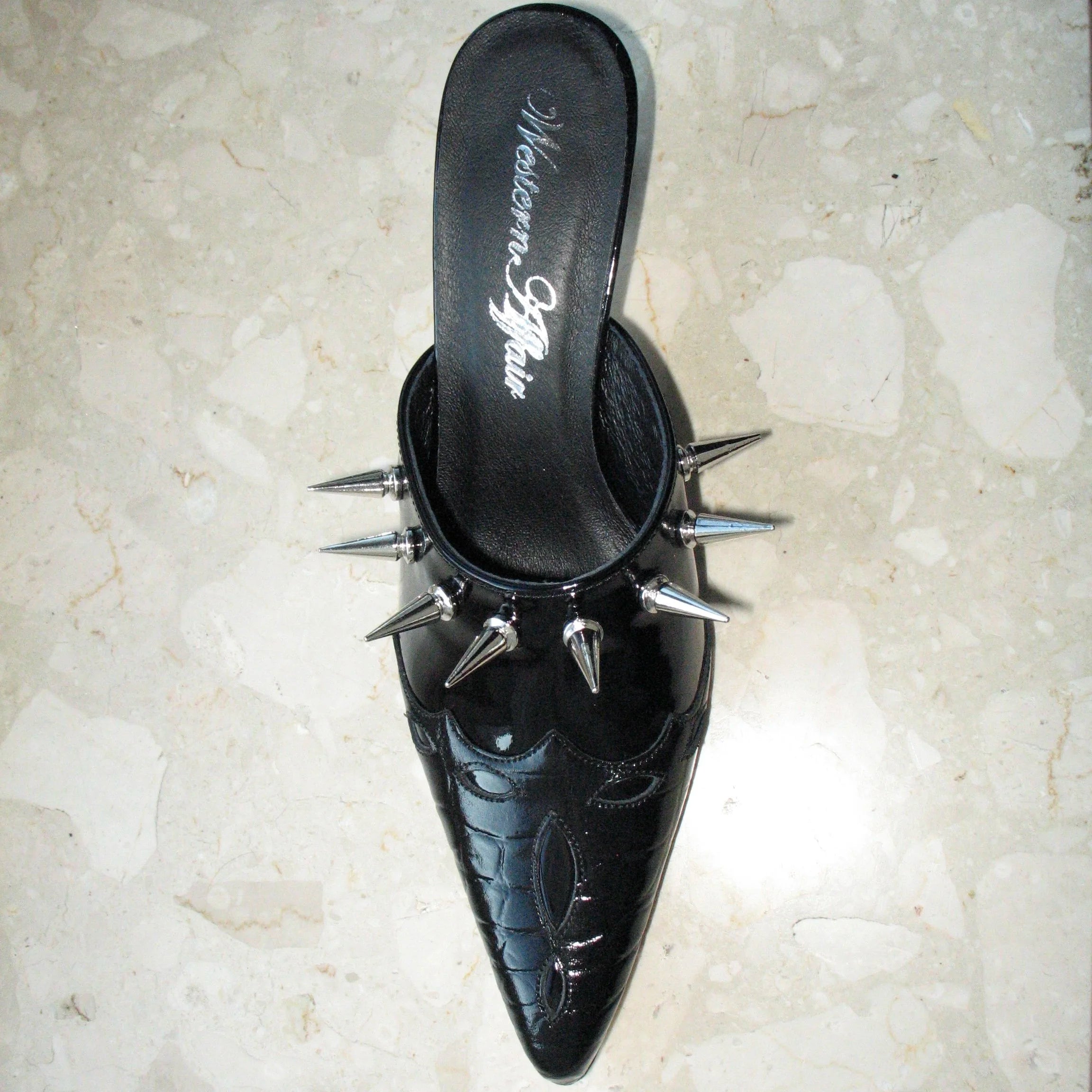Black kitten mules