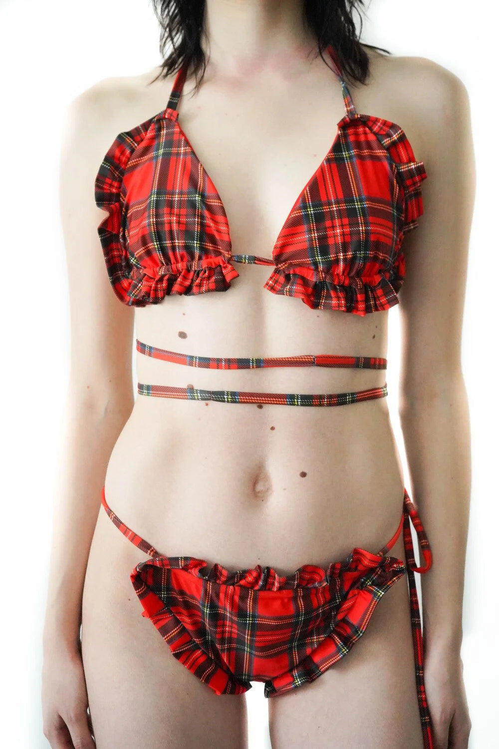 Bikini tartan rouge