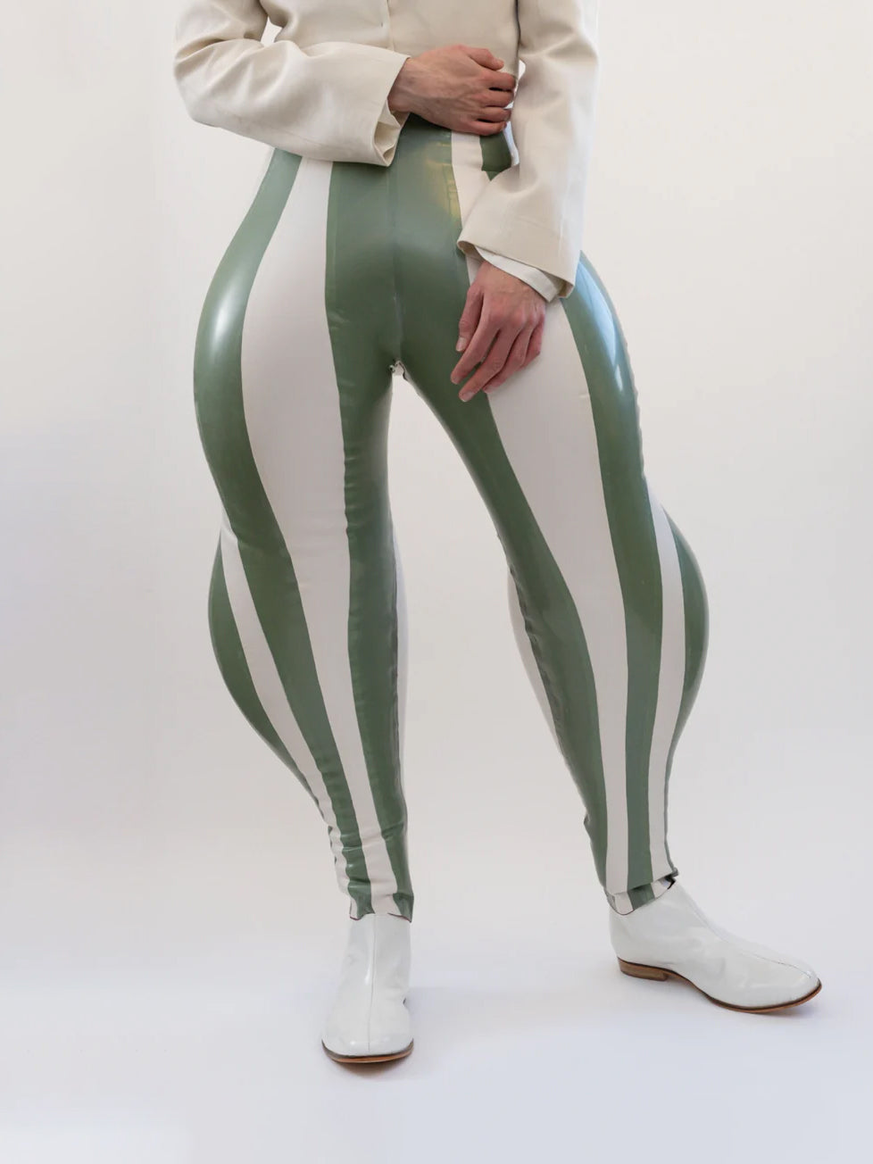 Striped swirl inflatable trousers | harri exclusive